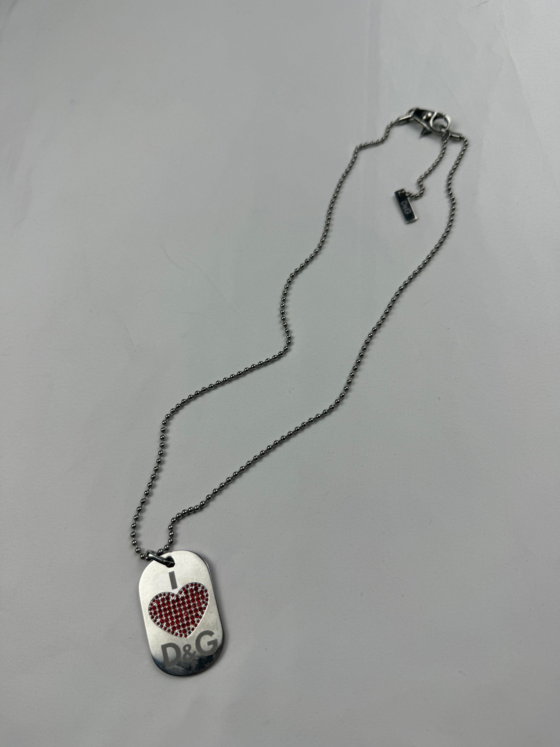 Silver stainless steel rhinestones logo necklace