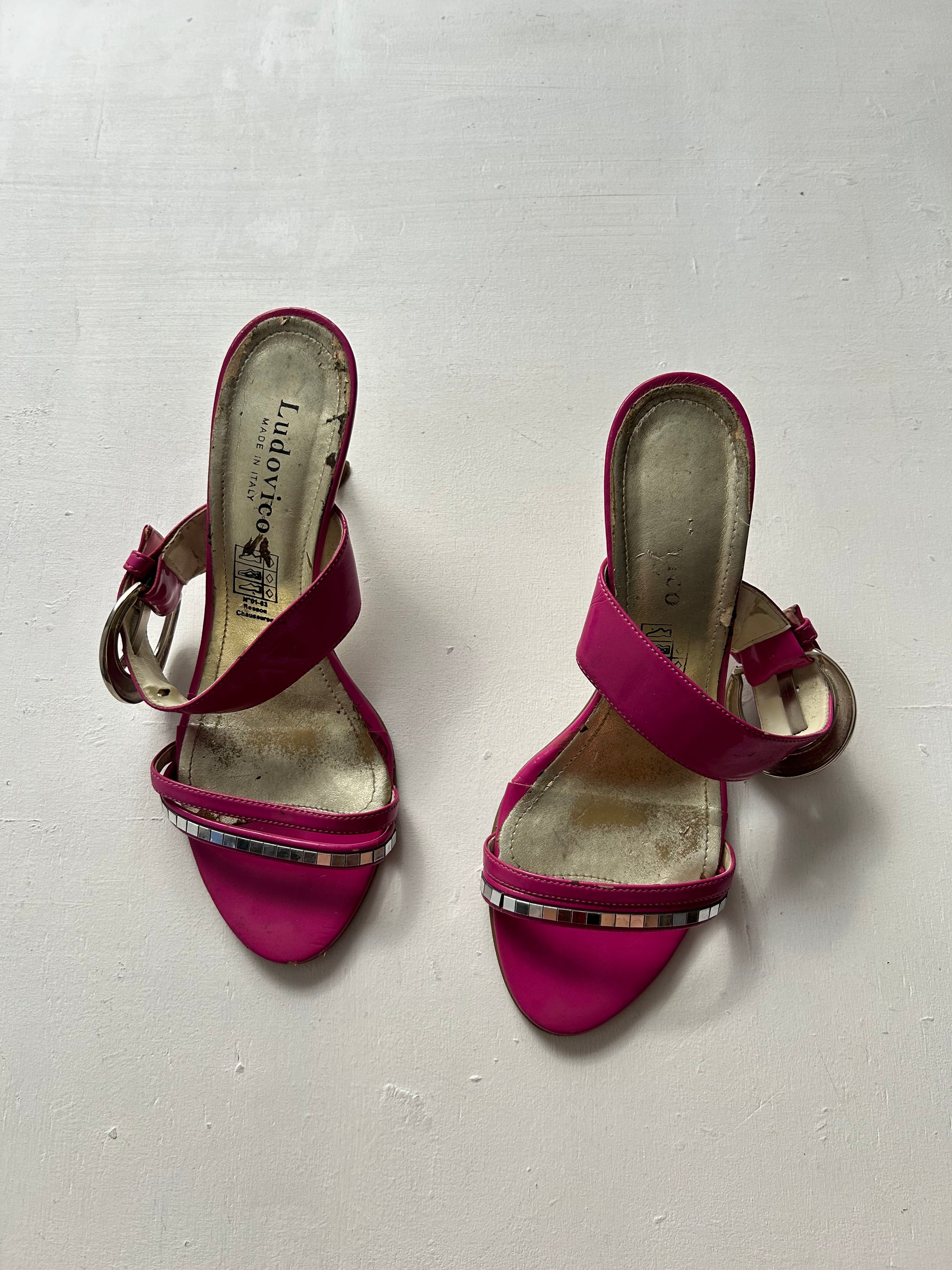 Pink buckle kitten heels sandals shoes (38)