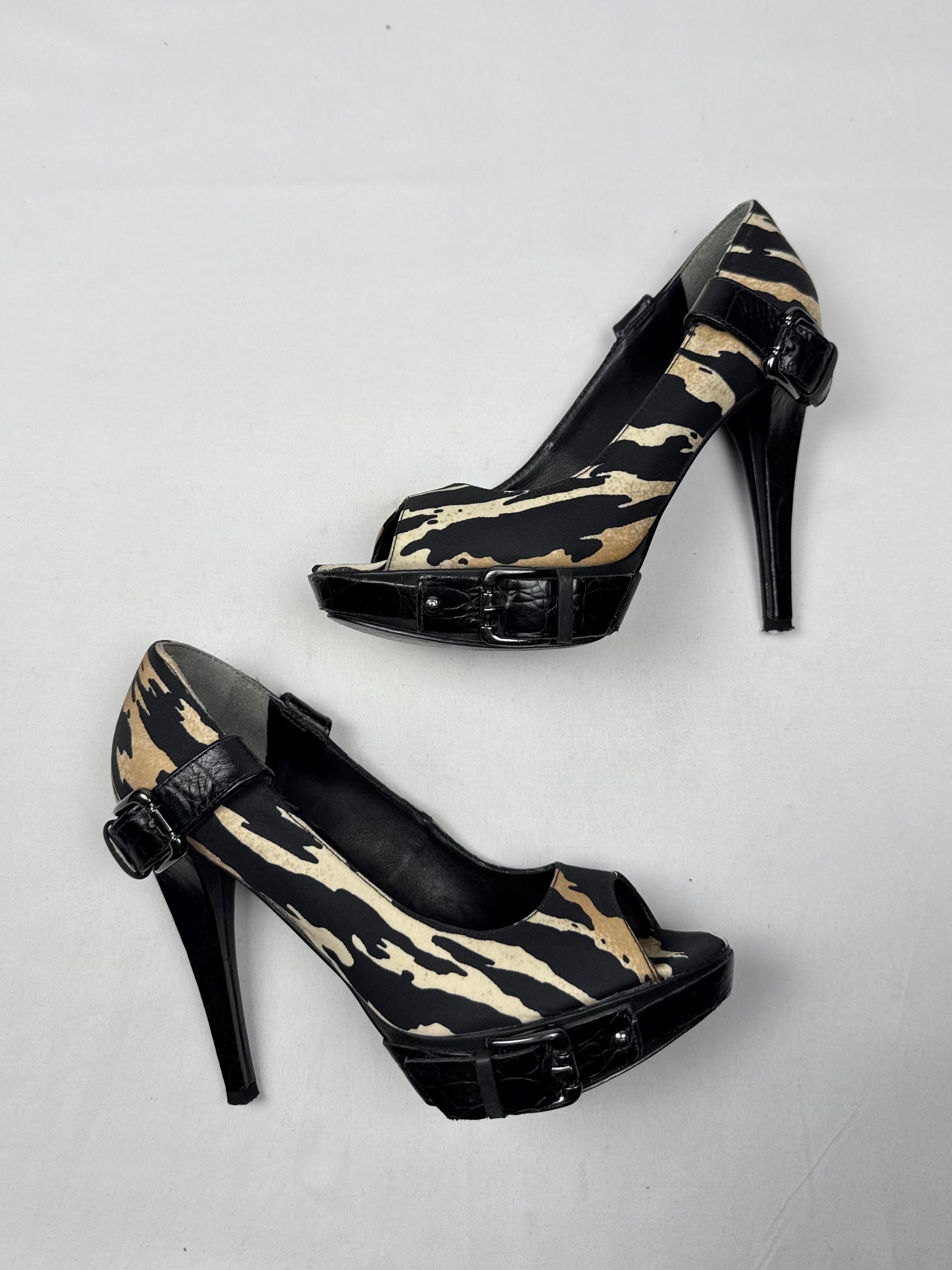 Animal print open toes heels (36)