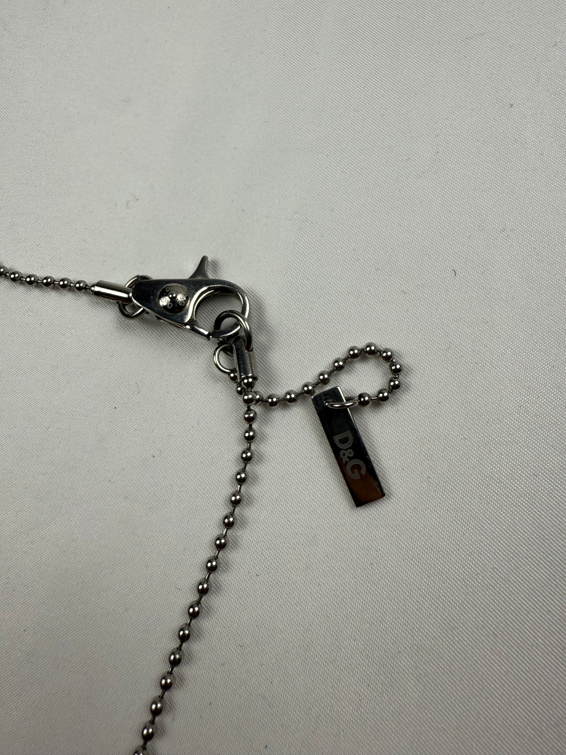 Silver stainless steel rhinestones logo necklace