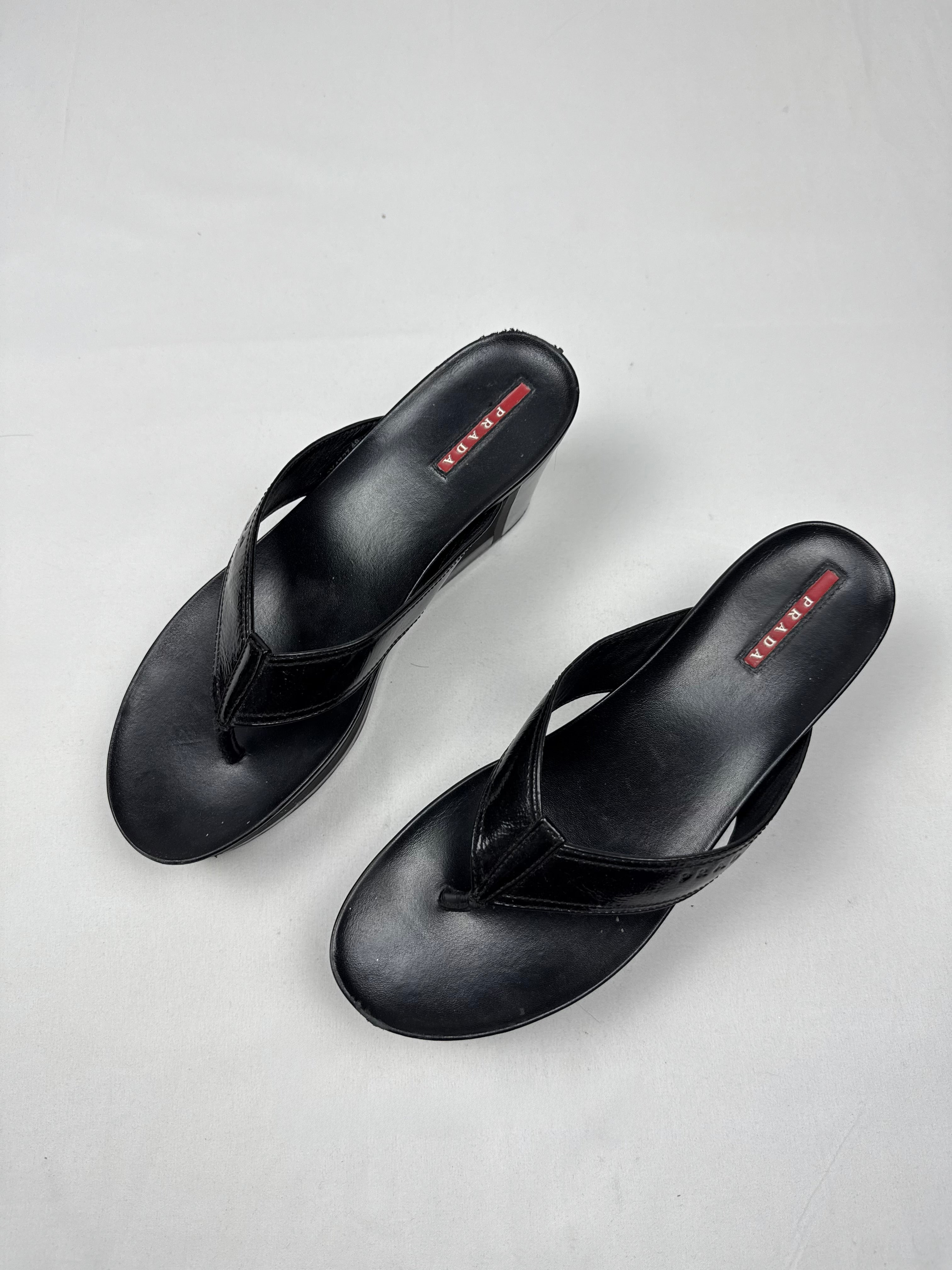 Black thongs wedge heels mules (40)