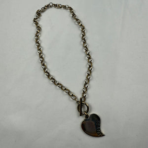 Gold stainless steel chain logo necklace