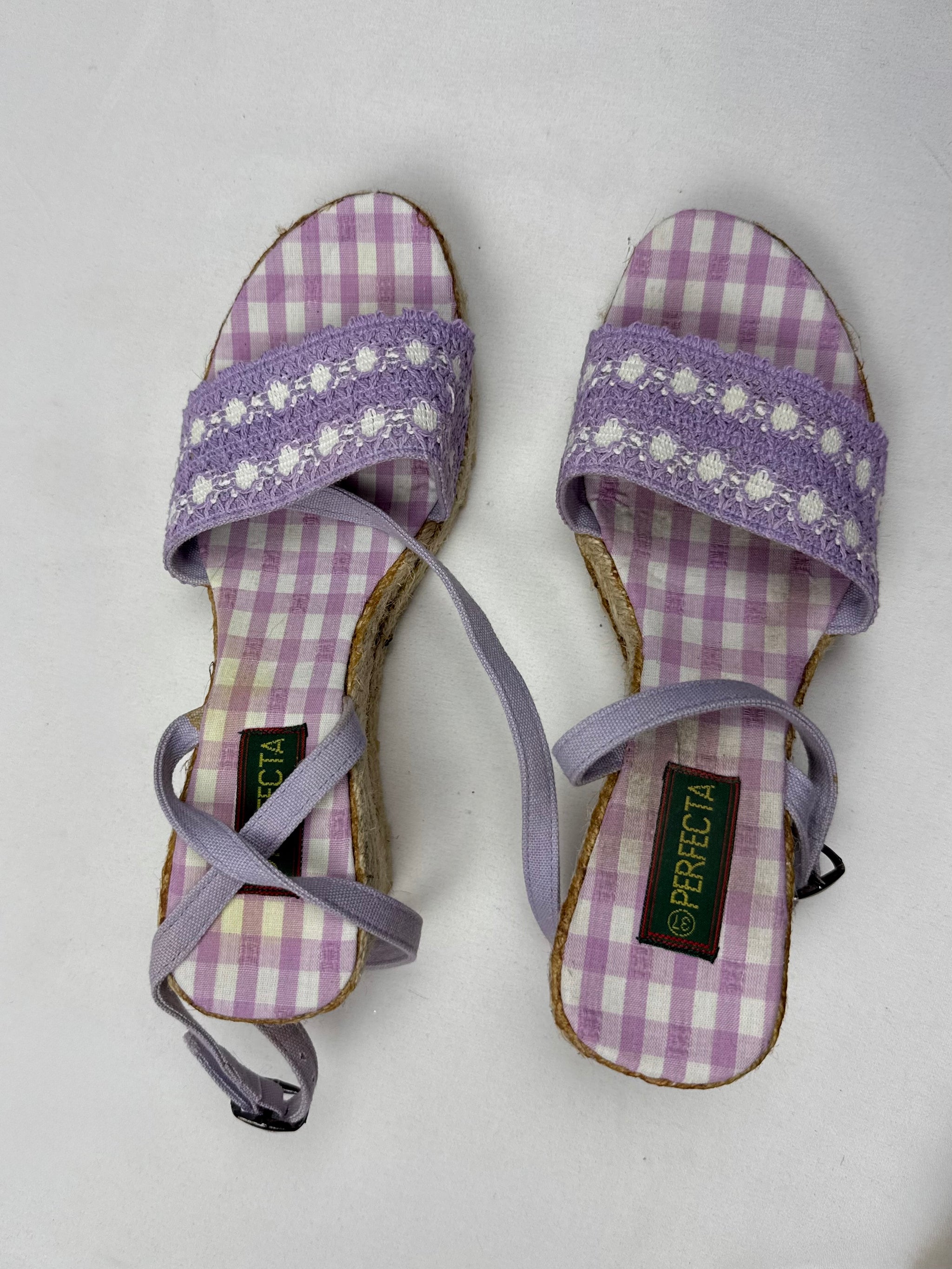 Lilac check print wedge heels (37)