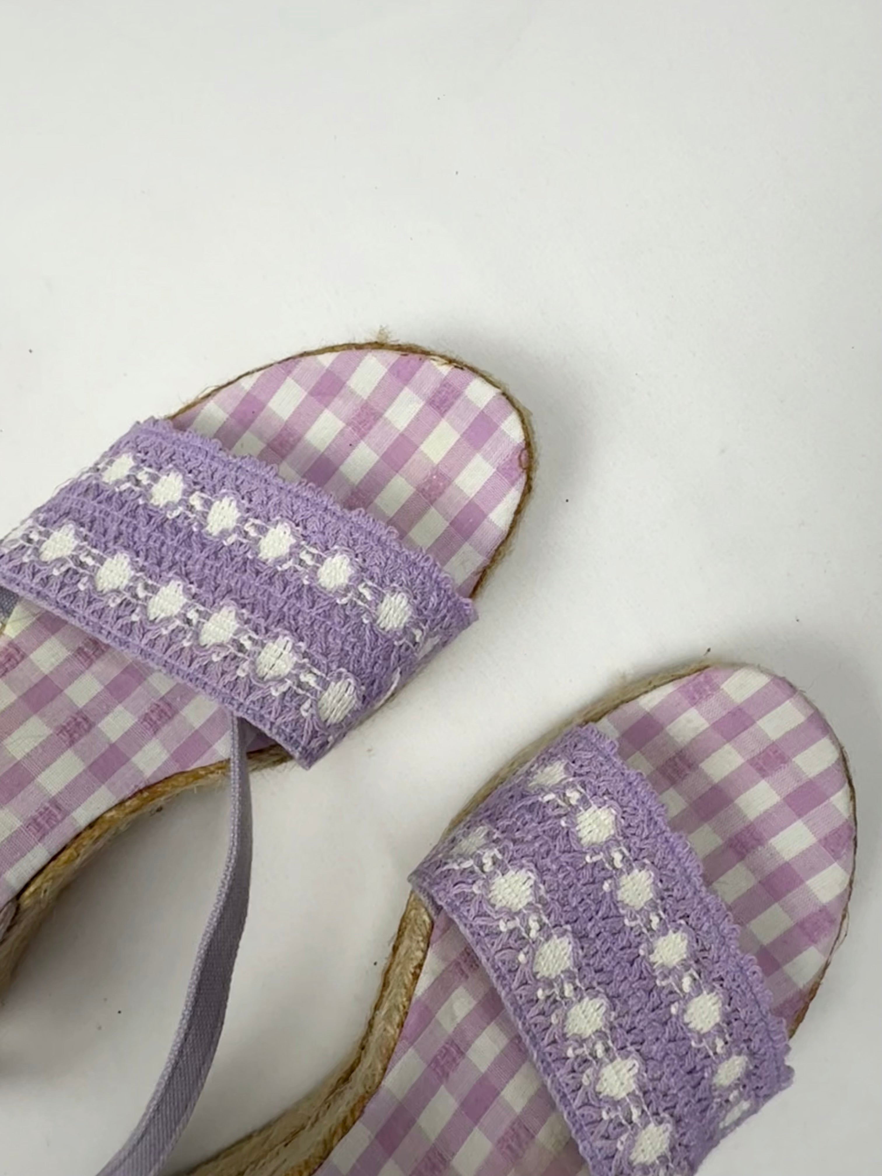Lilac check print wedge heels (37)