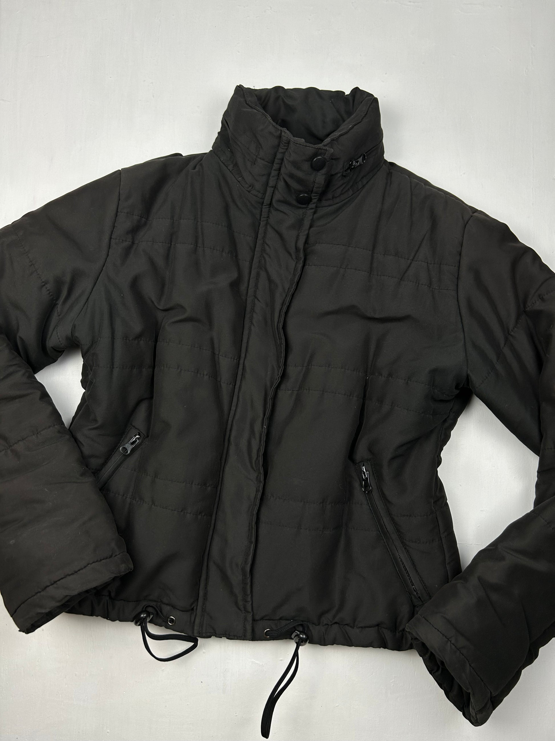 Black zip up puffer jacket (S/M)