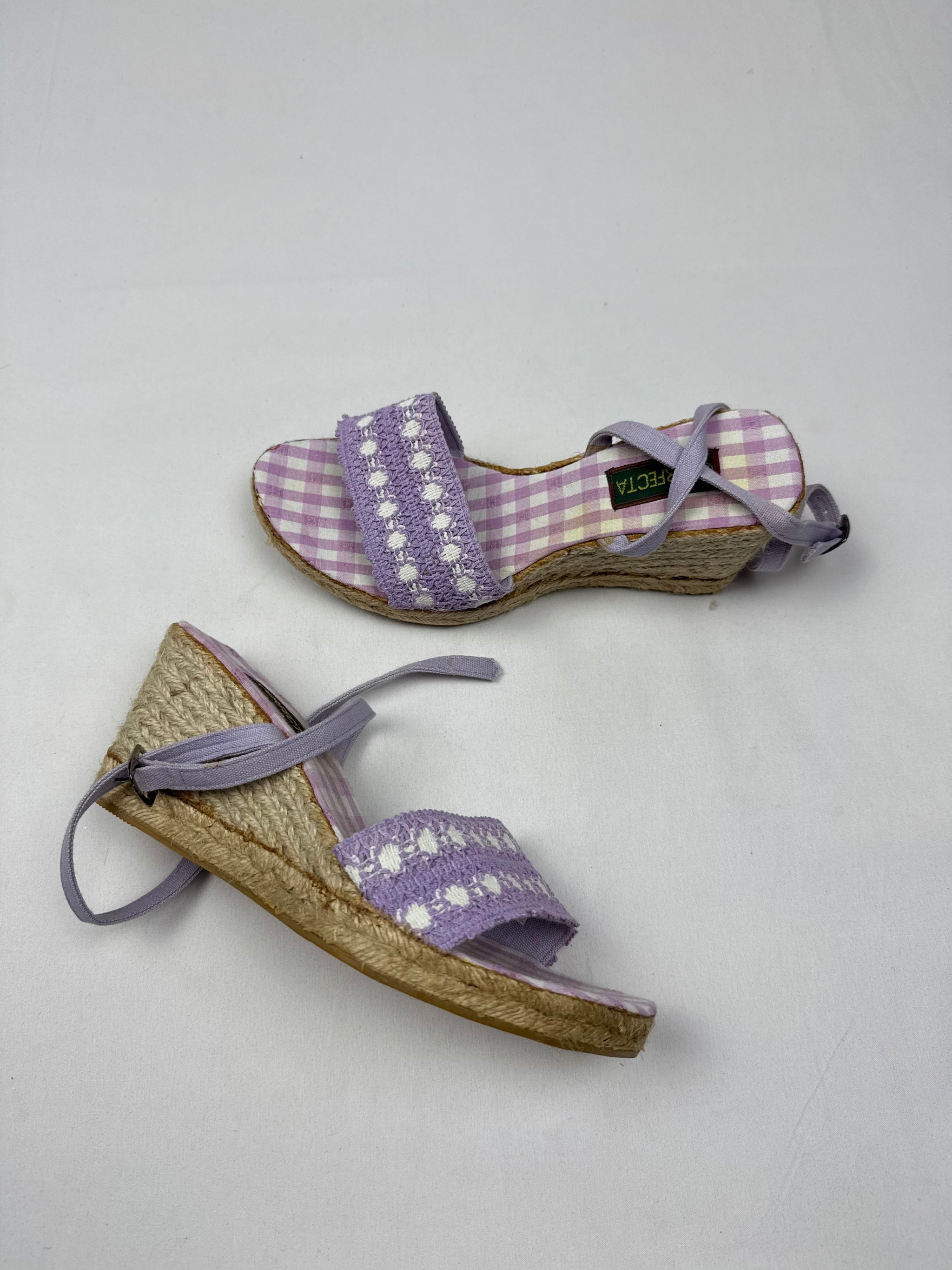 Lilac check print wedge heels (37)