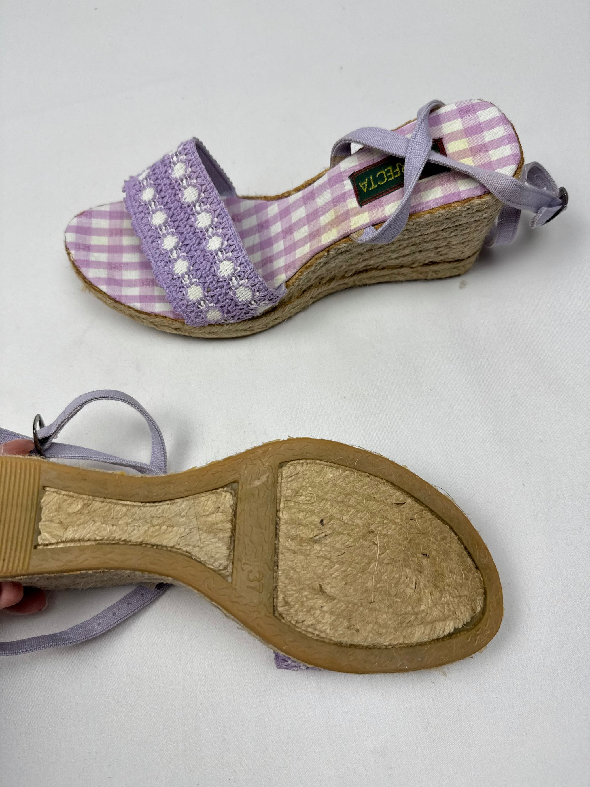 Lilac check print wedge heels (37)