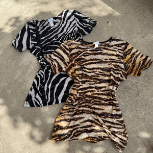 Zebra print mesh see trough tee (S/M)