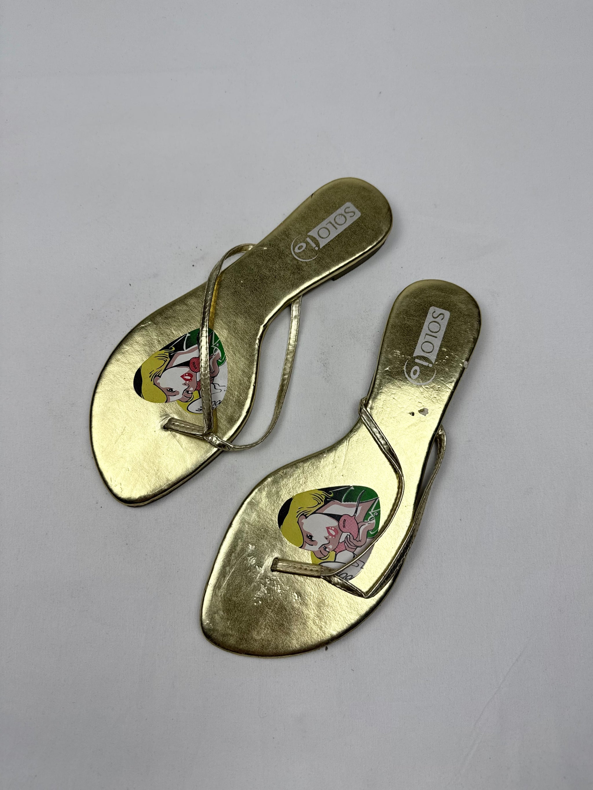 Gold flip flops thongs mules (38)