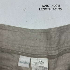 Beige linen low rise baggy pants (XL)