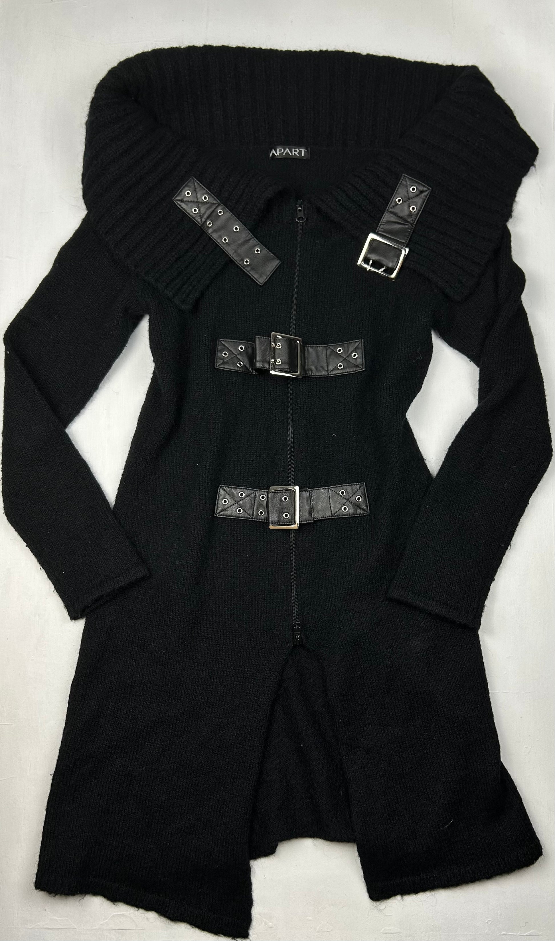 Black belt trench bardot jumper jacket (S/M)