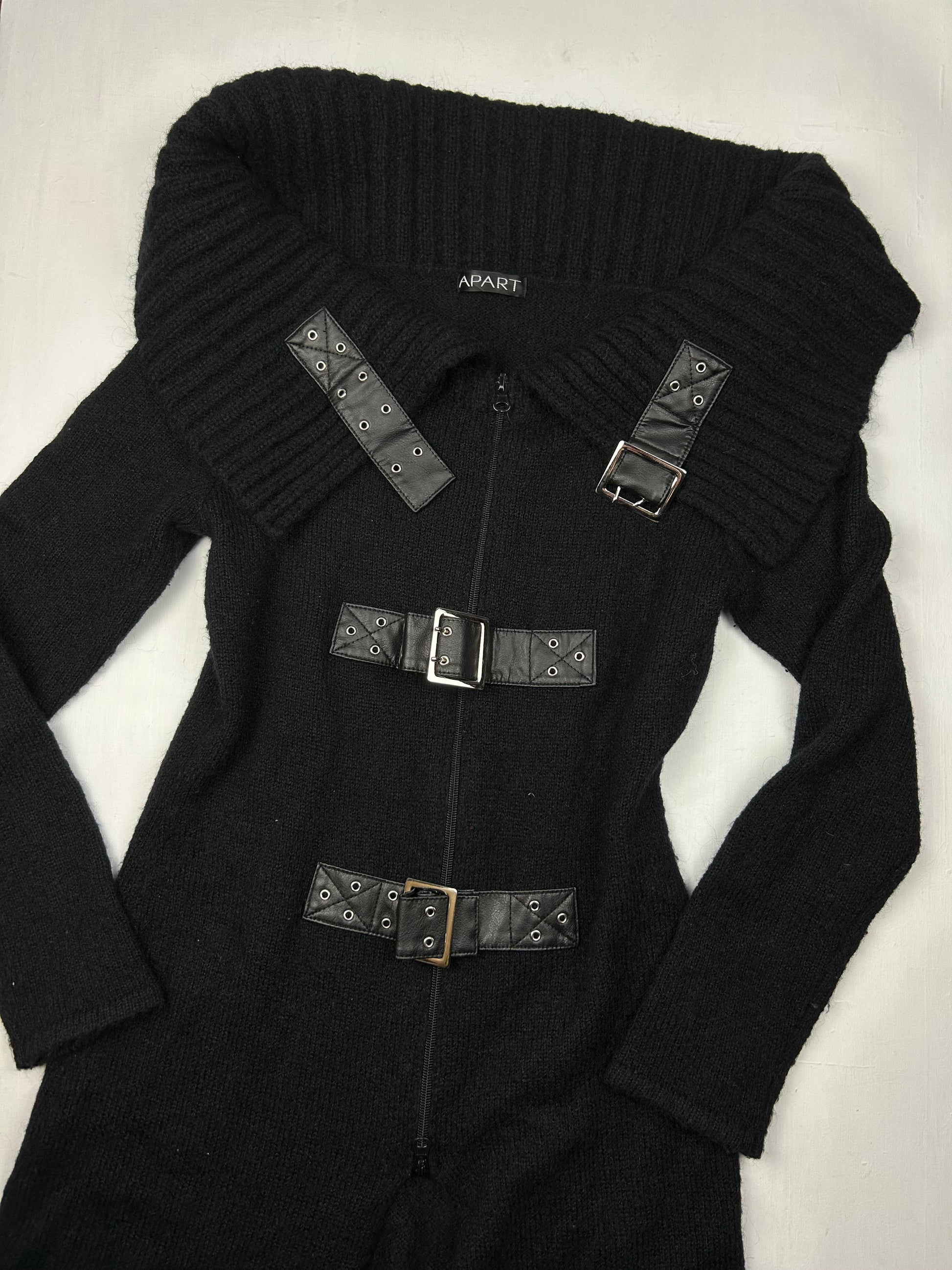 Black belt trench bardot jumper jacket (S/M)