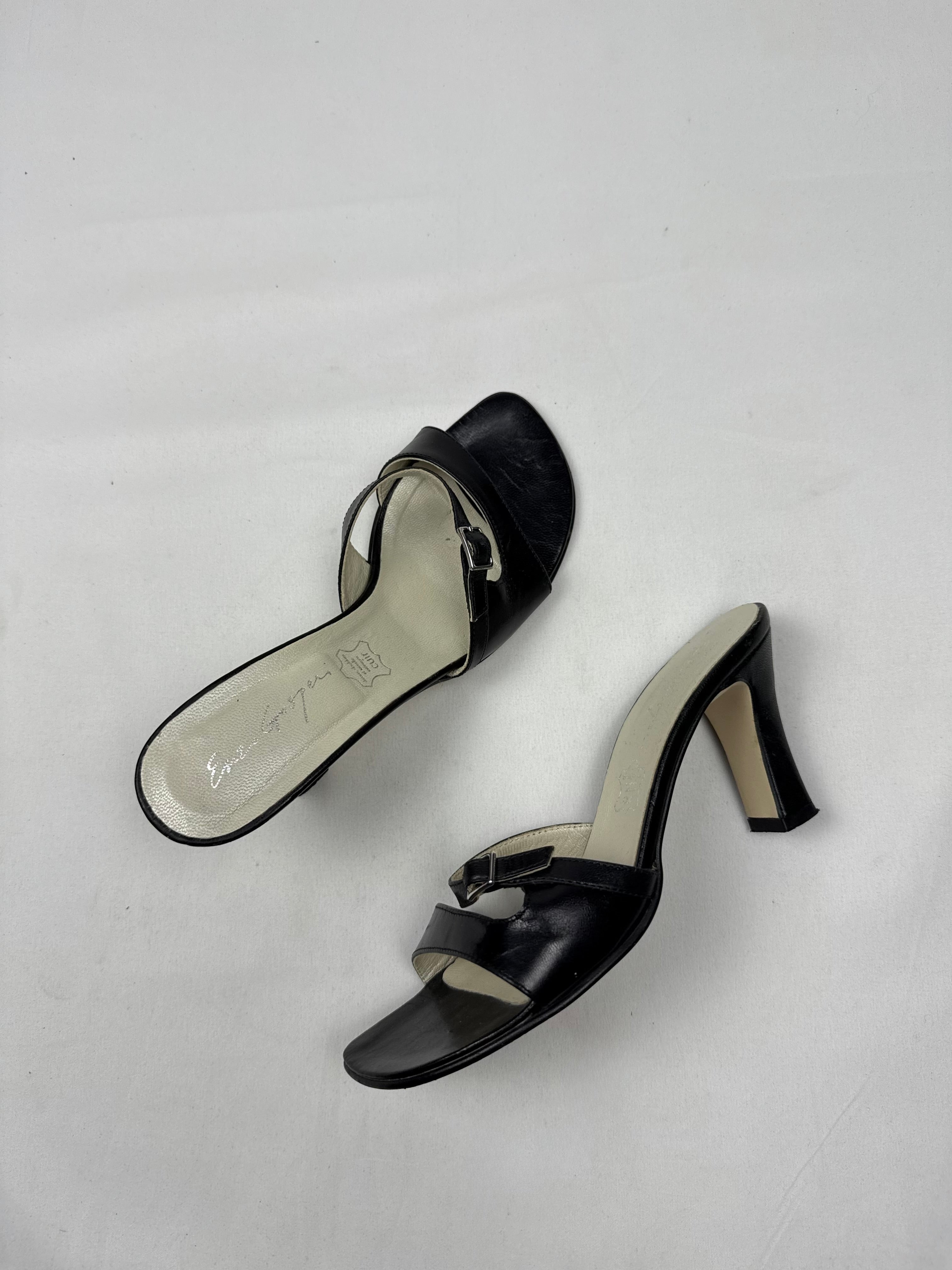 Black real leather mules heels (36)