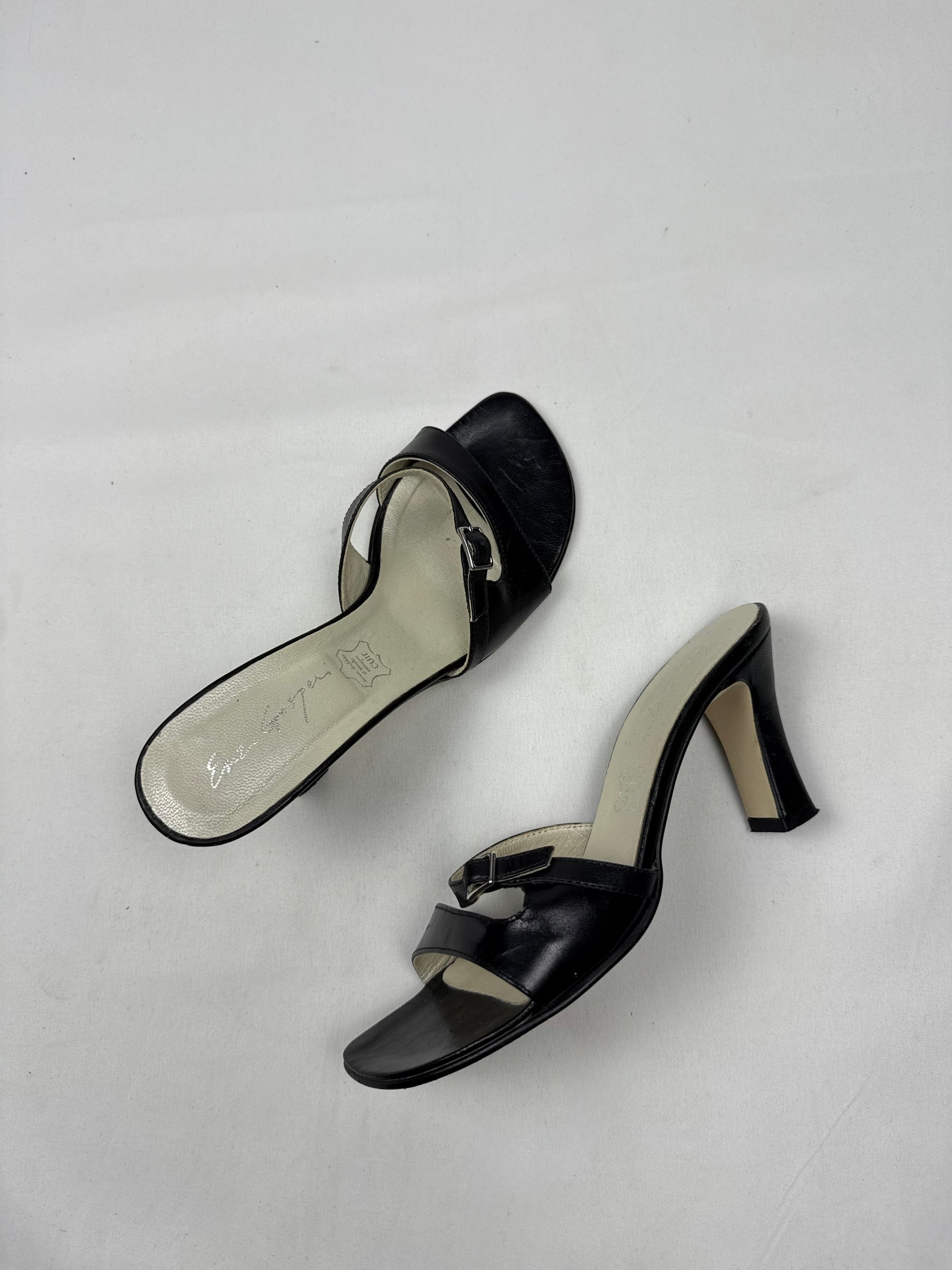 Black real leather mules heels (36)