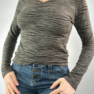 Khaki tiger print jumper (S/M)