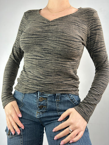 Khaki tiger print jumper (S/M)