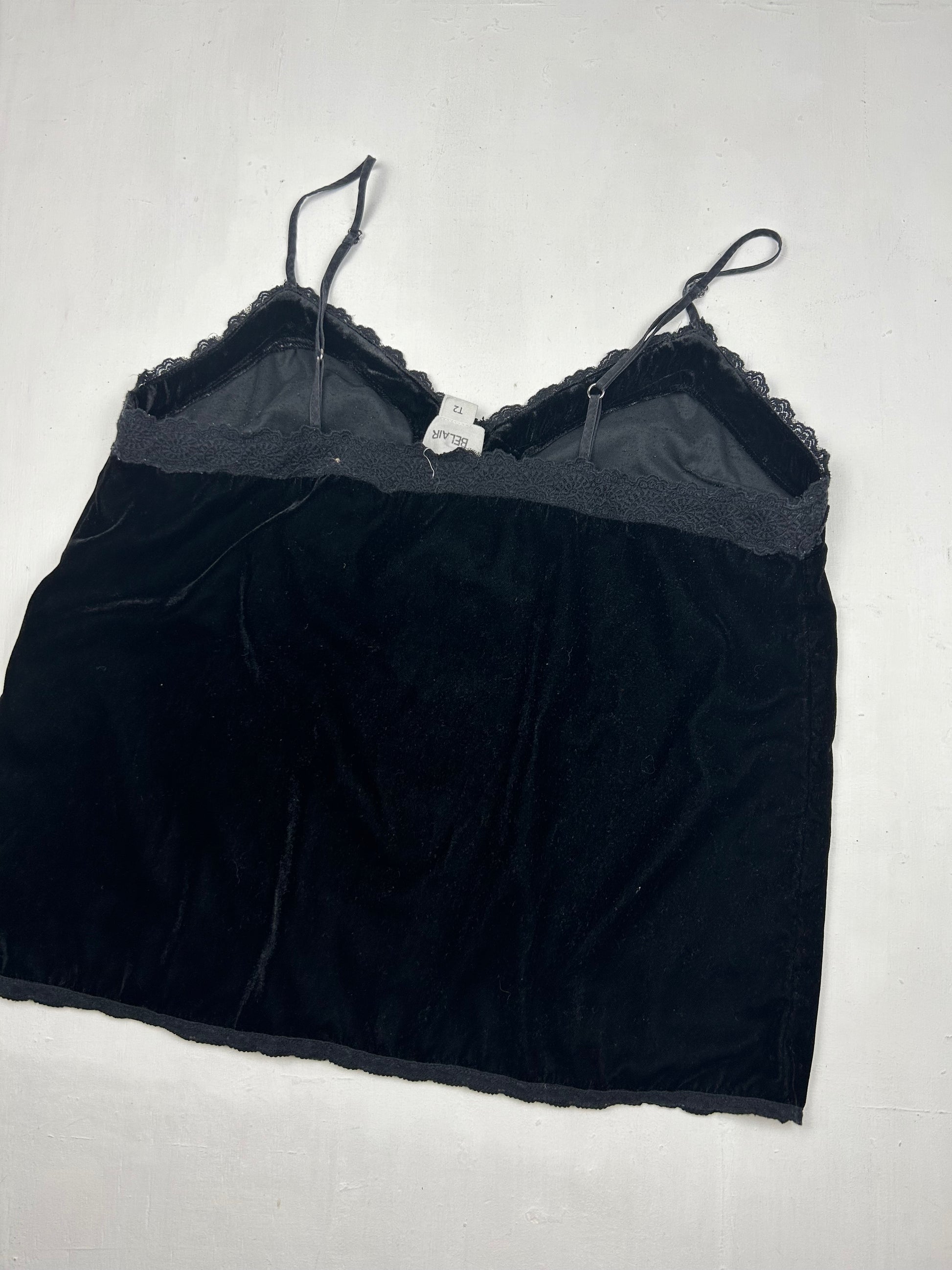 Black velvet cami top (M)