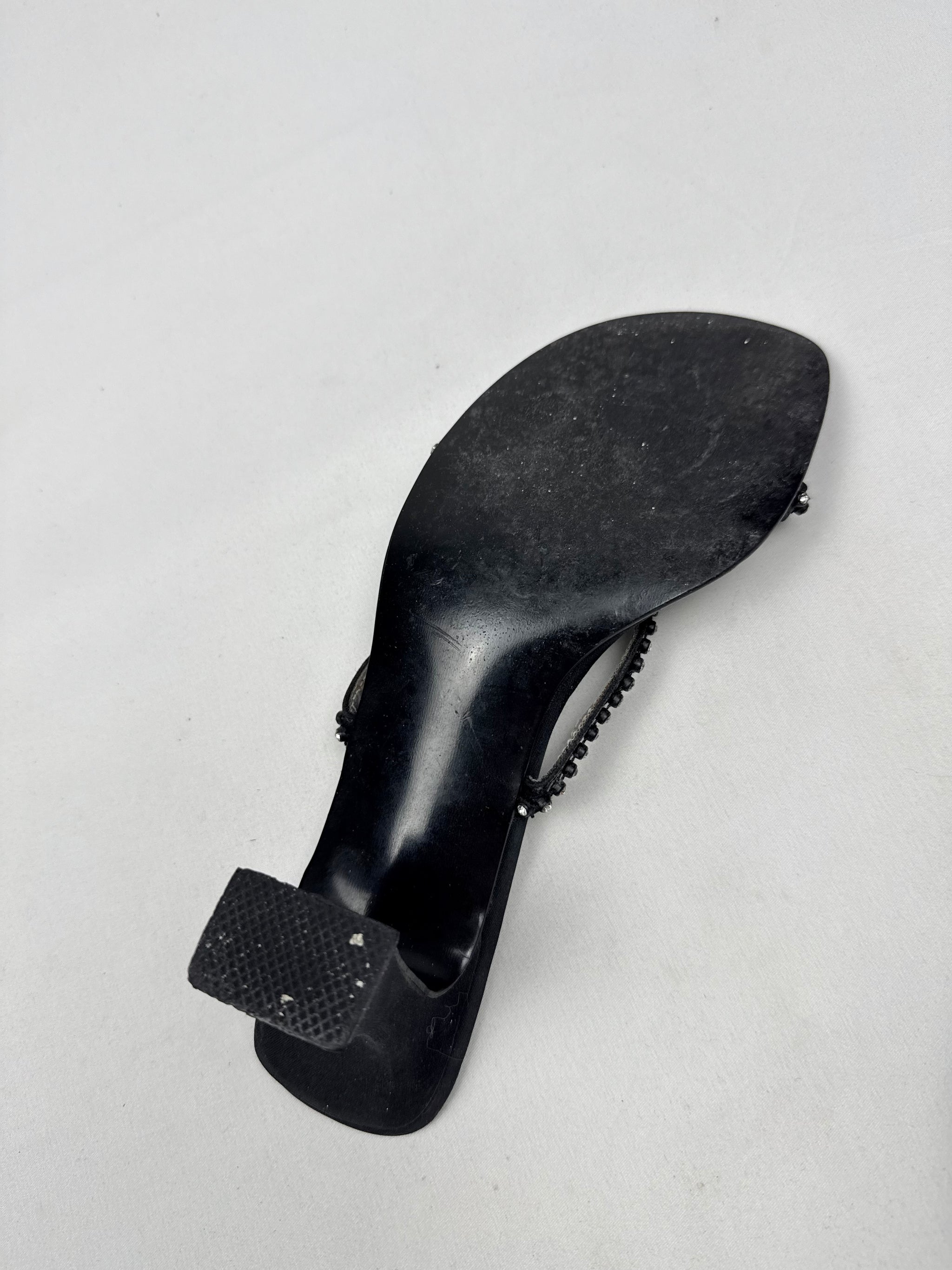 Black rhinestones kitten heels mules (36)