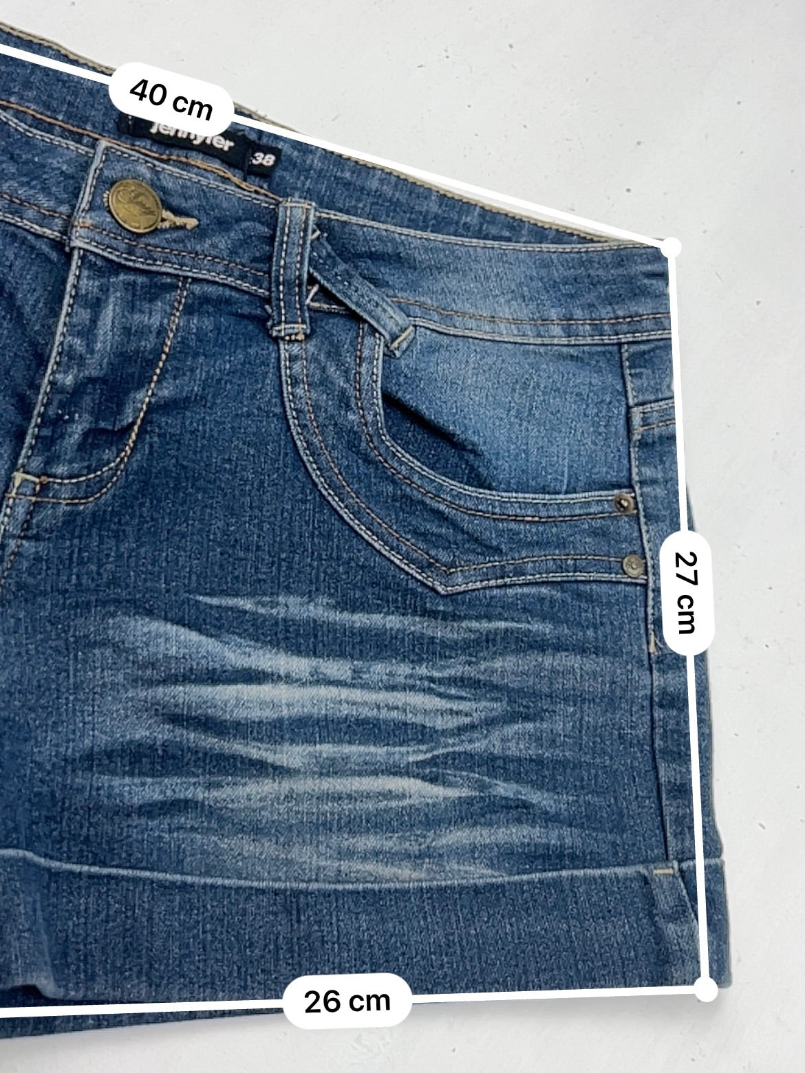 Navy denim low rise mini short (M)