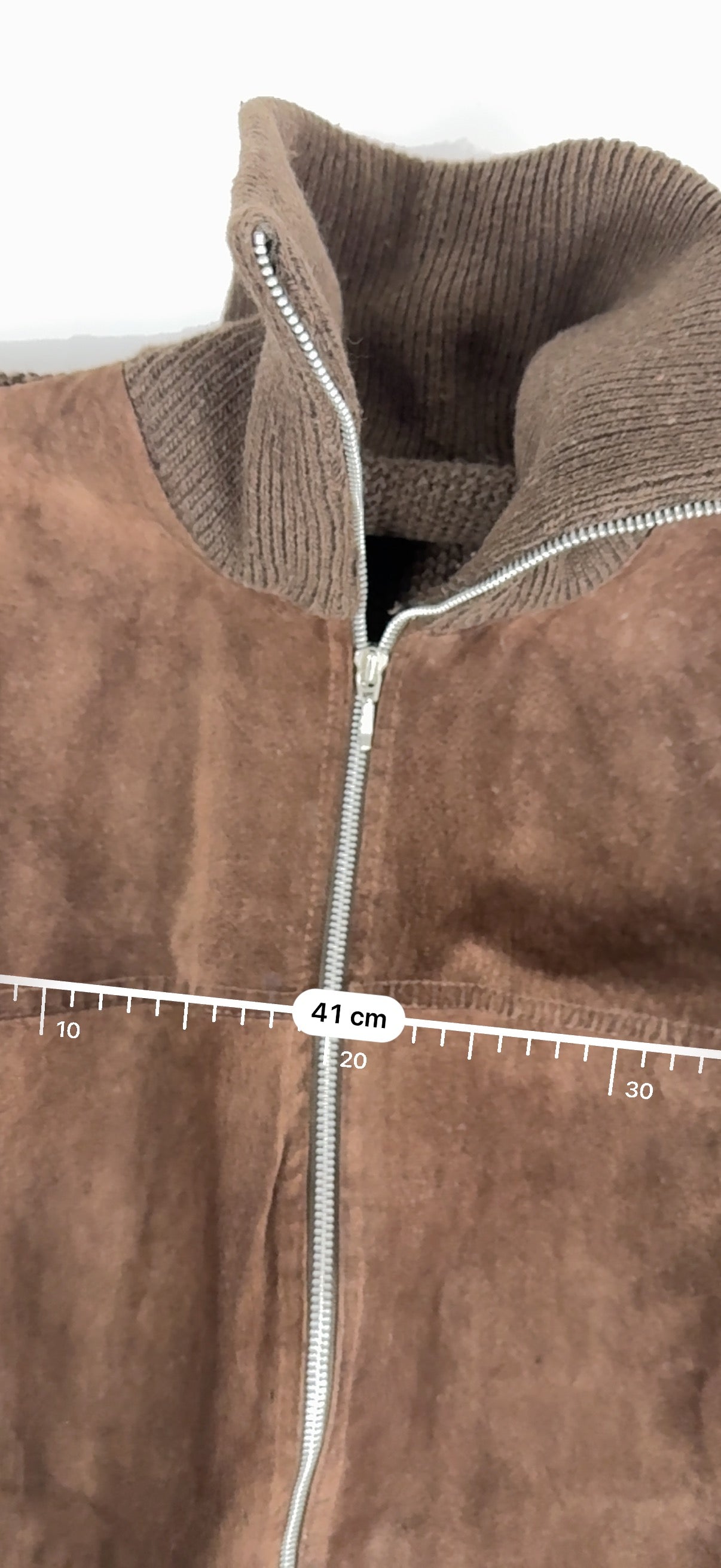 Brown real suede leather bi fabric biker jacket (M/L)