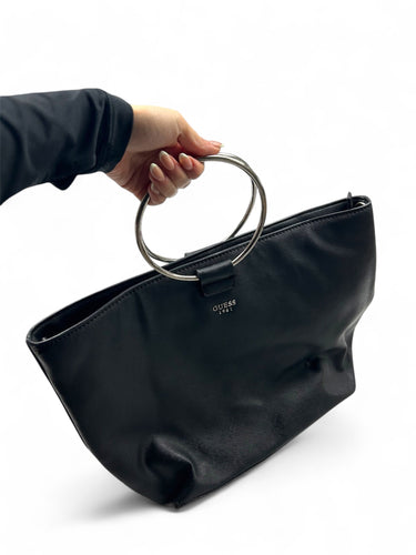 Black hoop straps handbag (40x26 cm)
