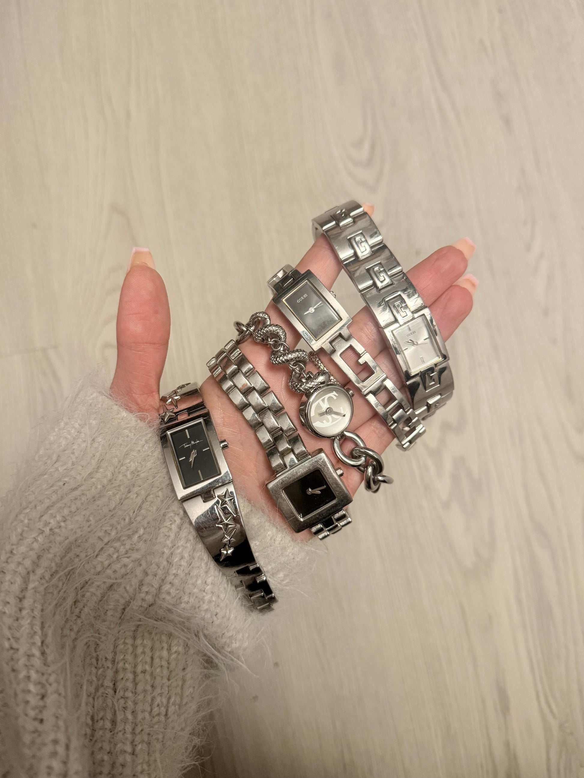 Vintage silver  inox bracelet jewelry watch