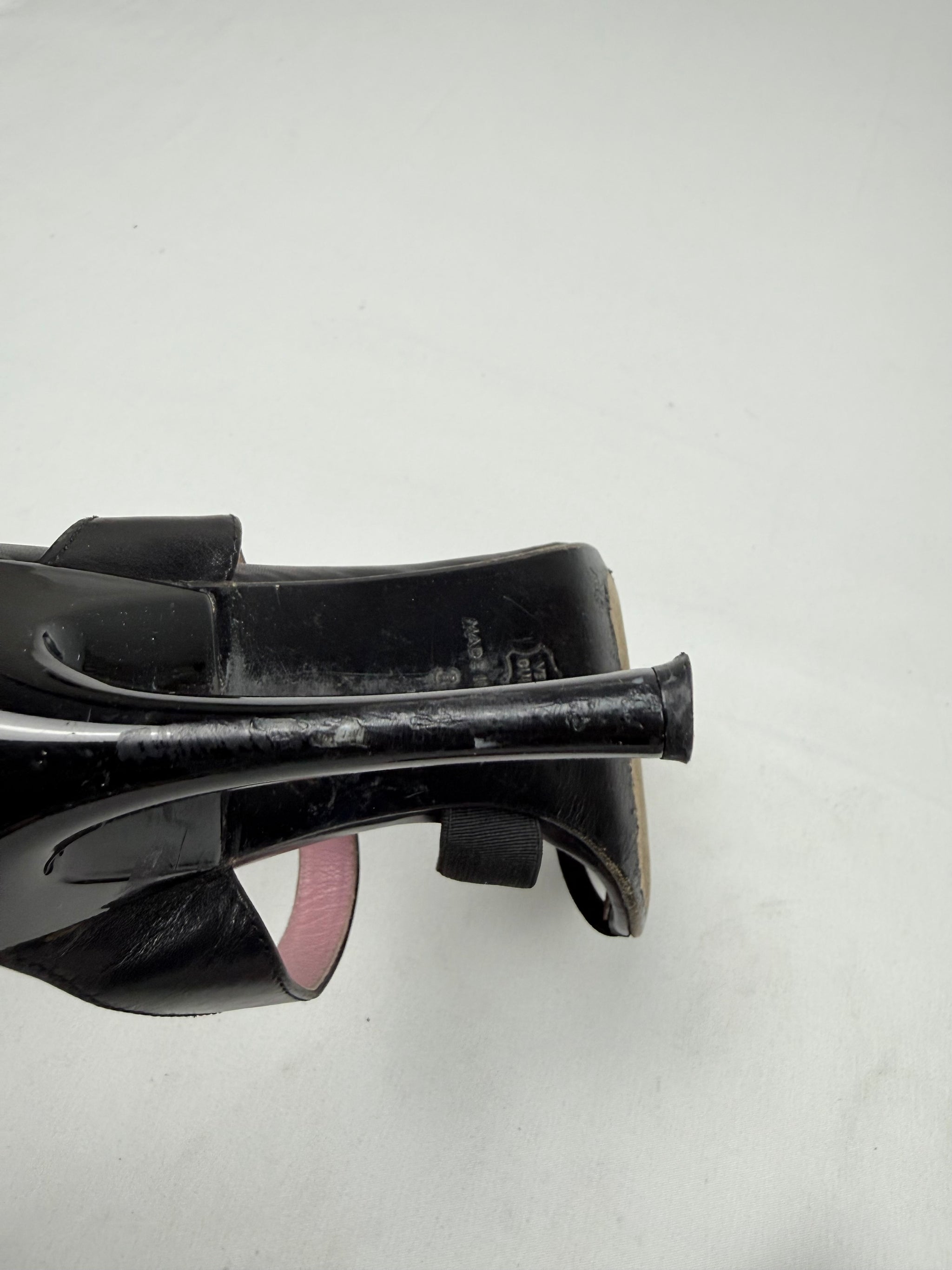 Black & pink real leather heels mules (38)