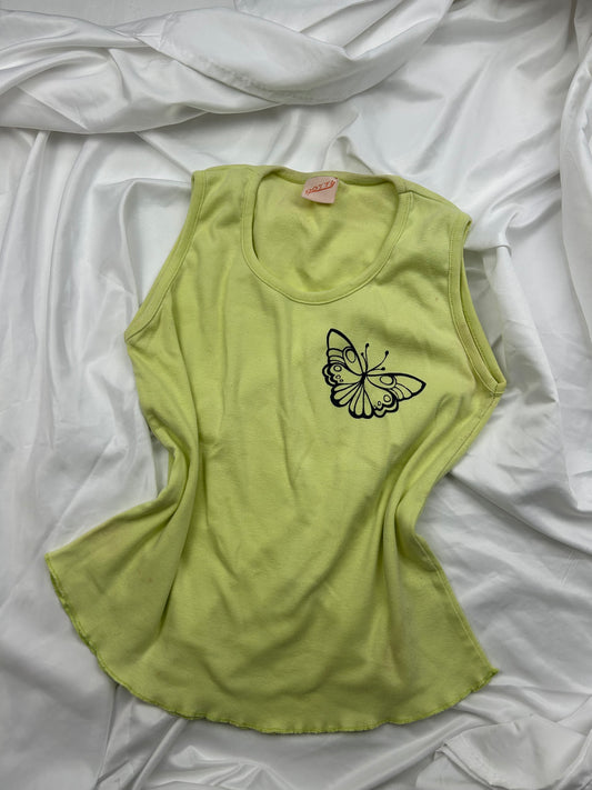 Green butterfly tank top (M)