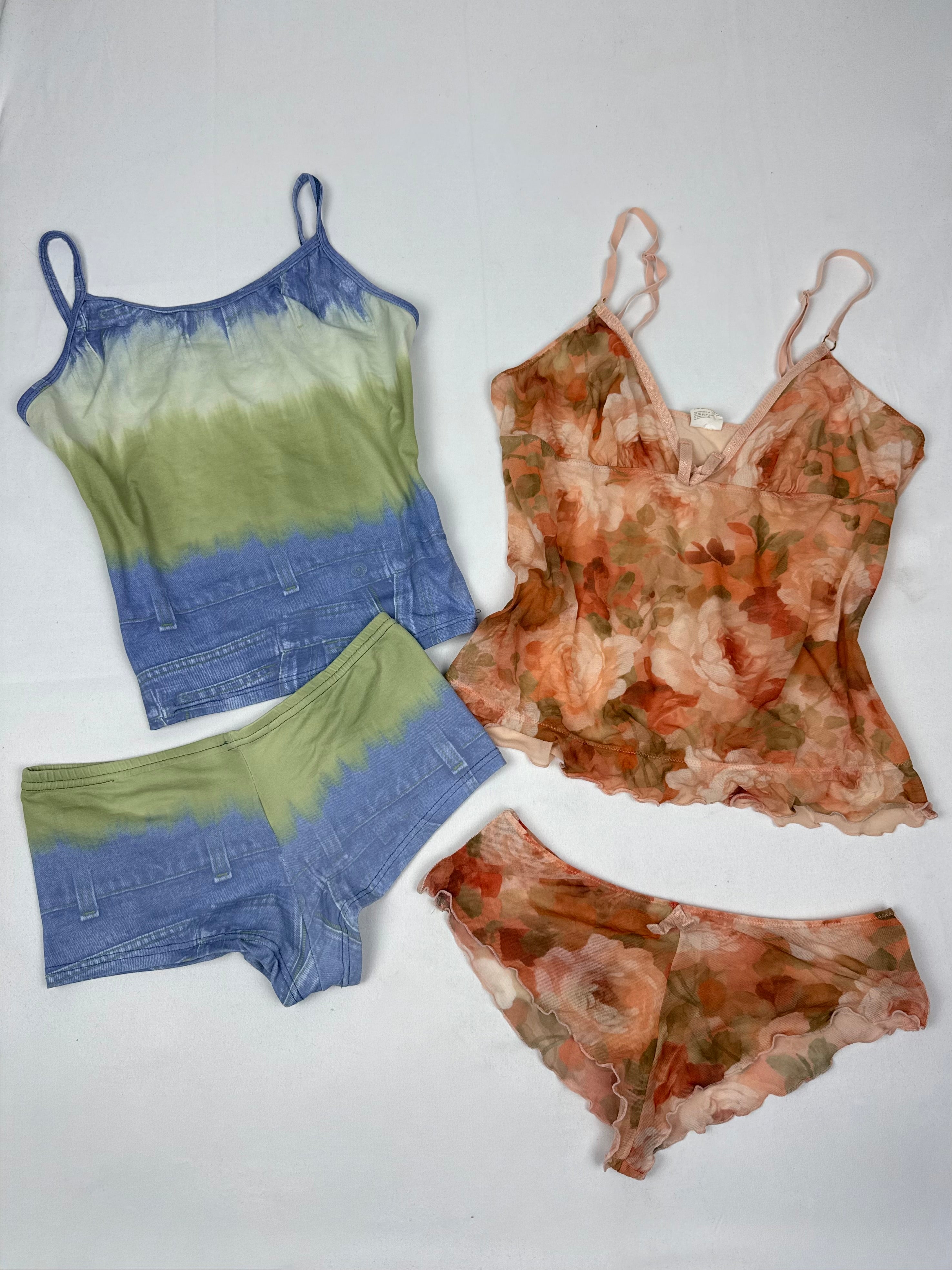 Orange floral mesh mini shorty + top set (M/L)