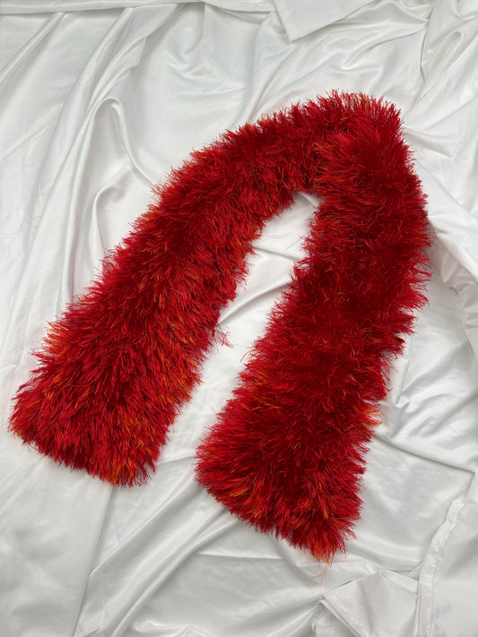 Red fluffy super soft scarf