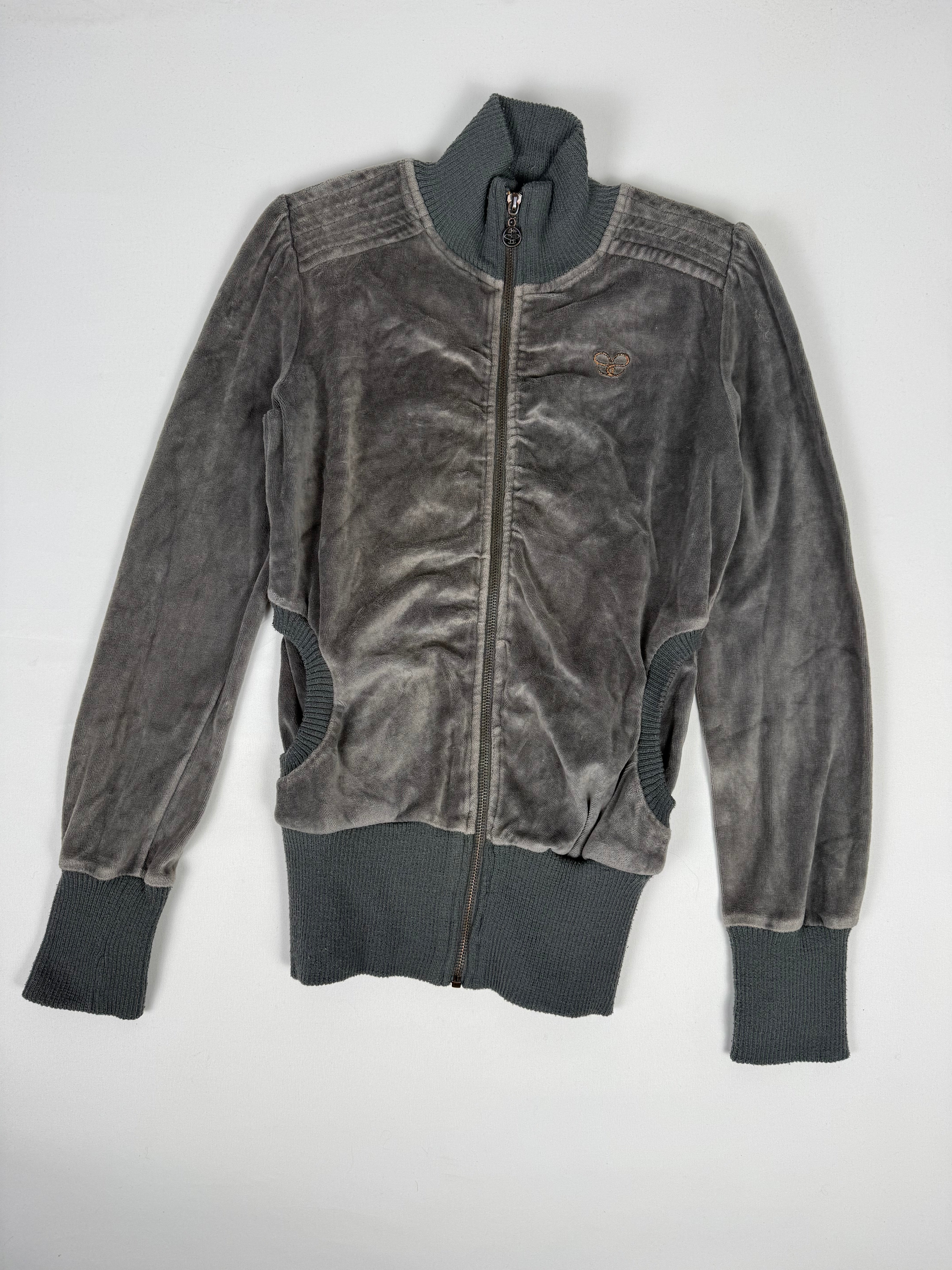 Grey velvet tight fit sweatshirt (M)