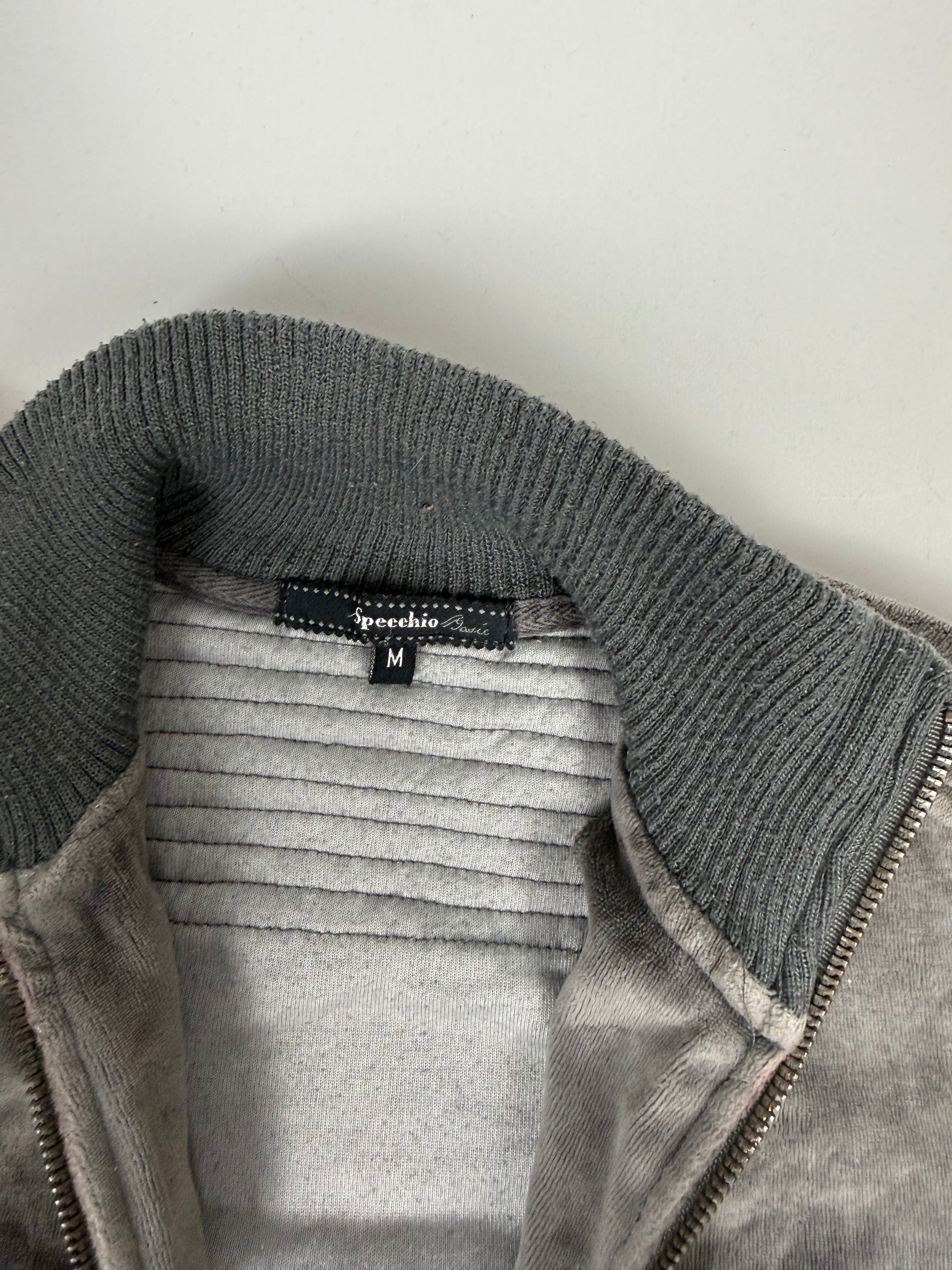 Grey velvet tight fit sweatshirt (M)