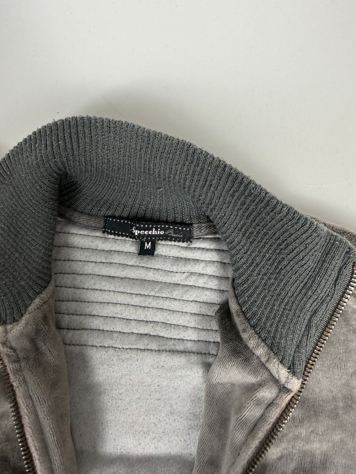 Grey velvet tight fit sweatshirt (M)