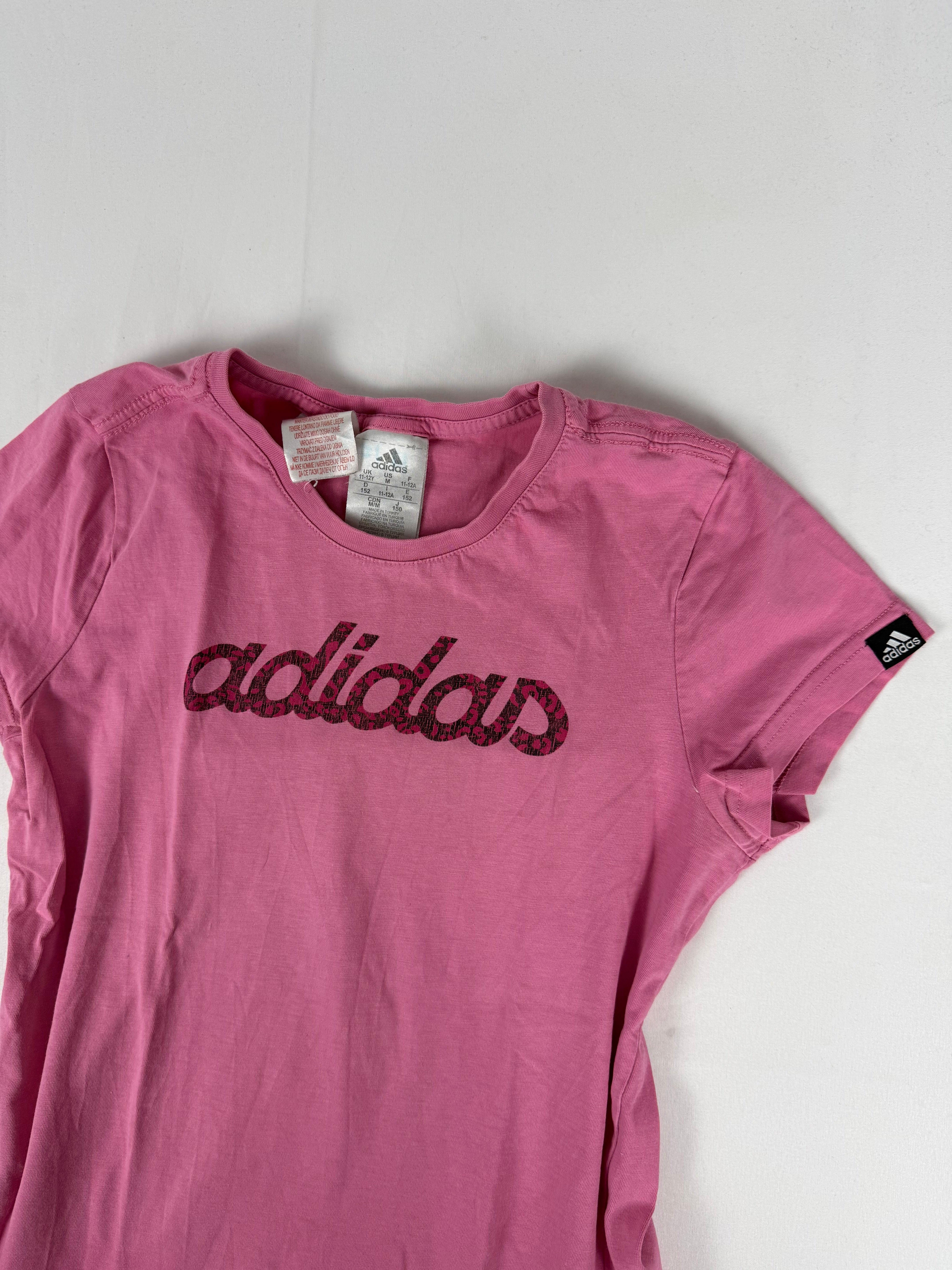 Pink spell out logo tee (XS)