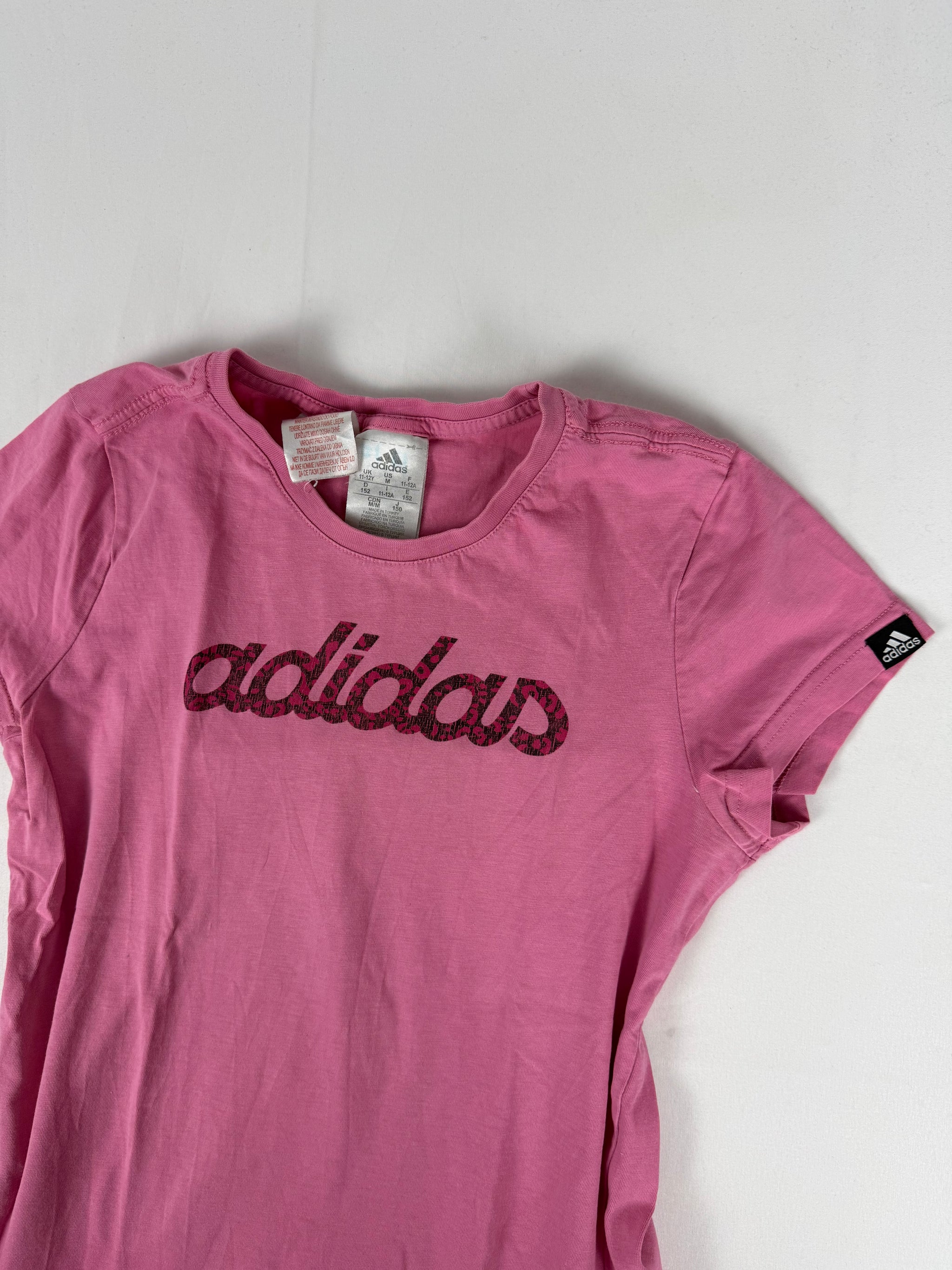Pink spell out logo tee (XS)