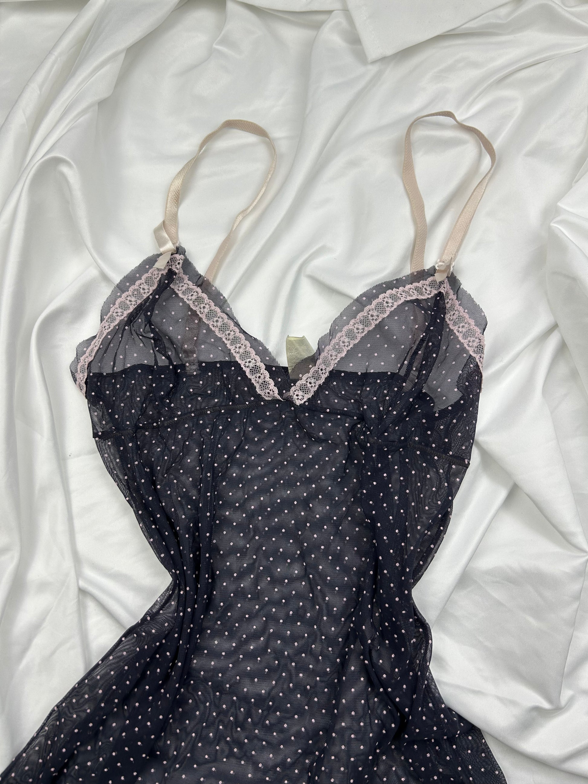 Purple polka dots mesh babydoll cami top (S/M)