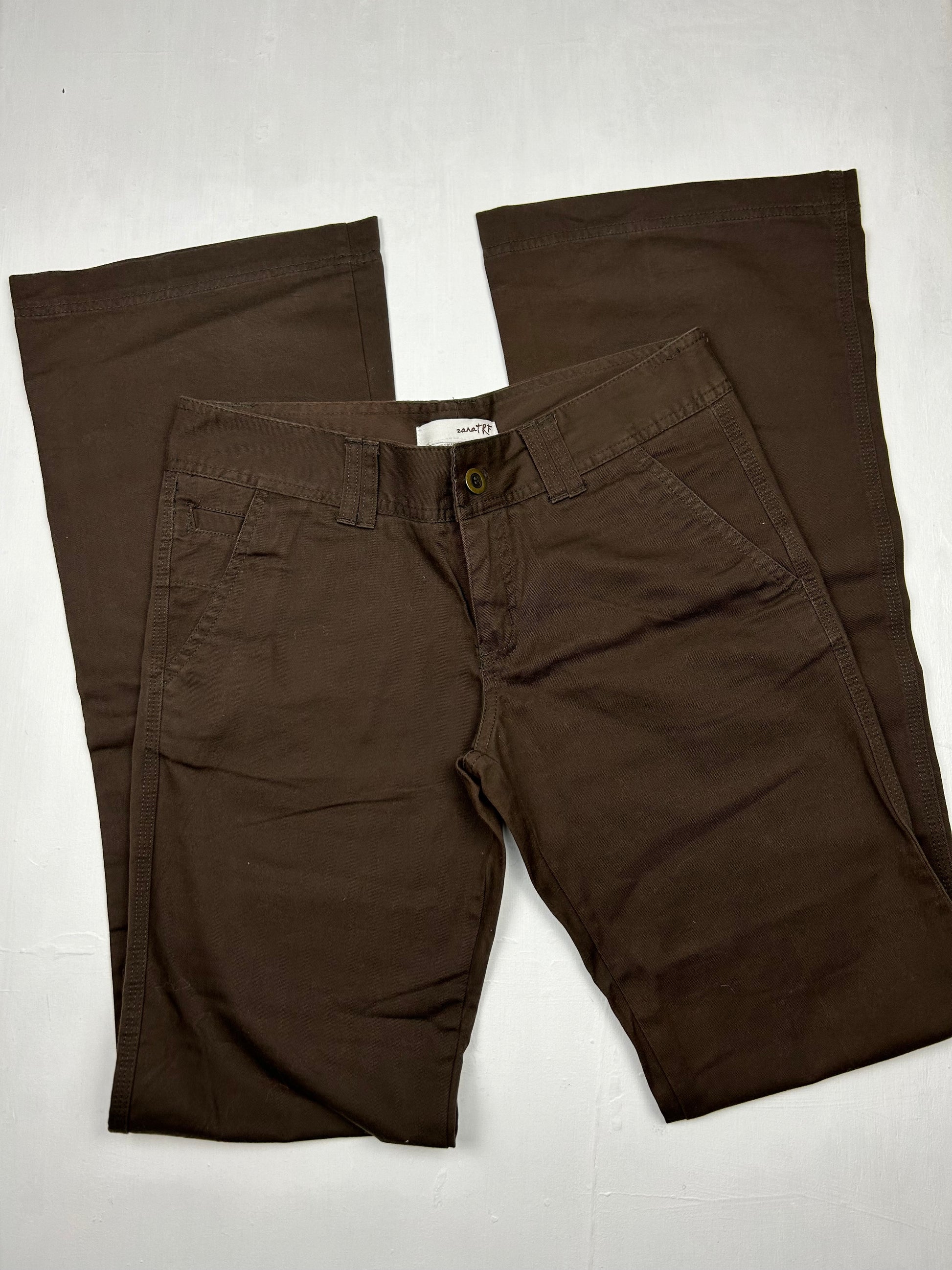 Brown low rise flare / bootcut office pants (S)