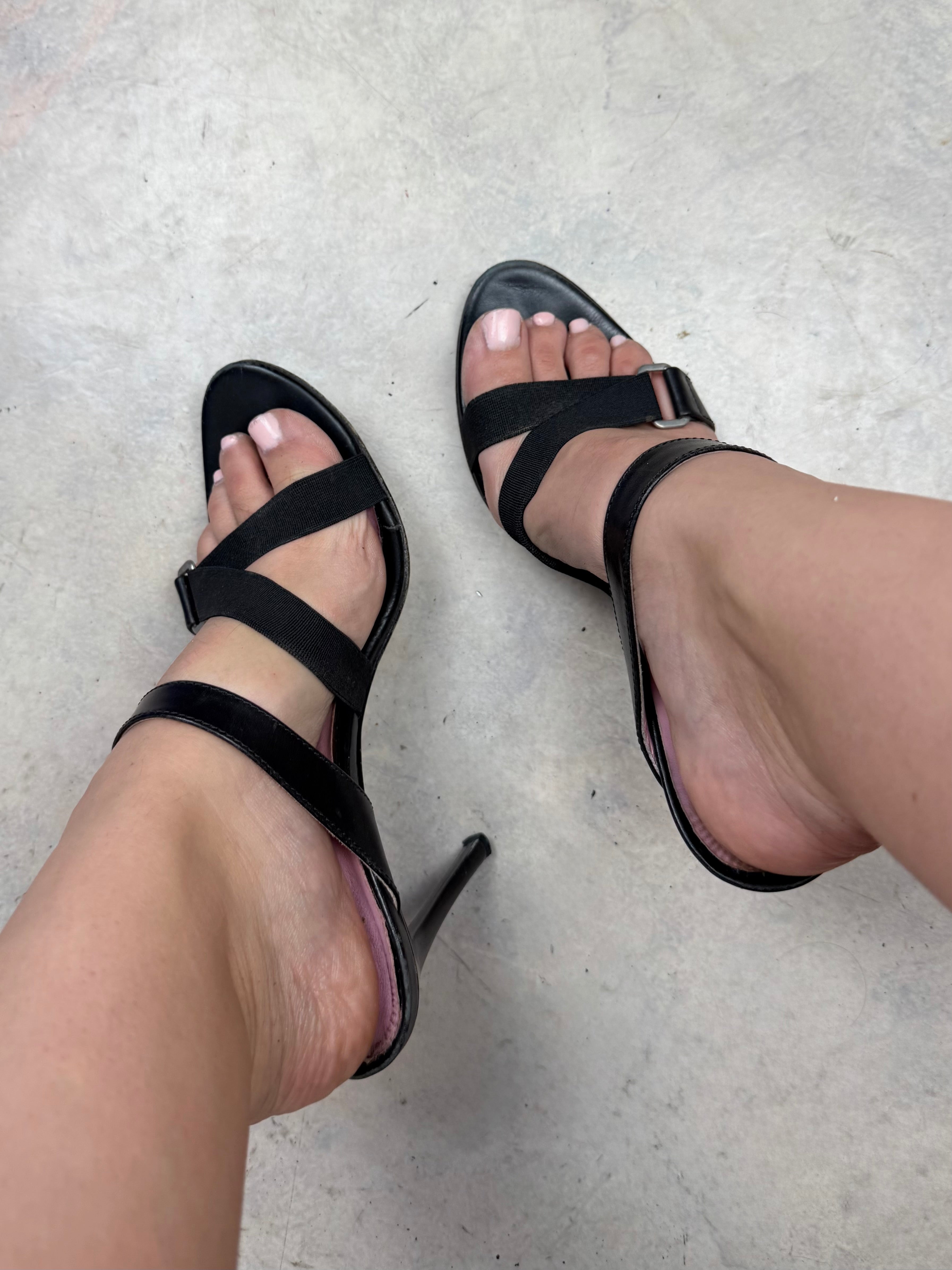 Brown & cream real leather heels mules (38)