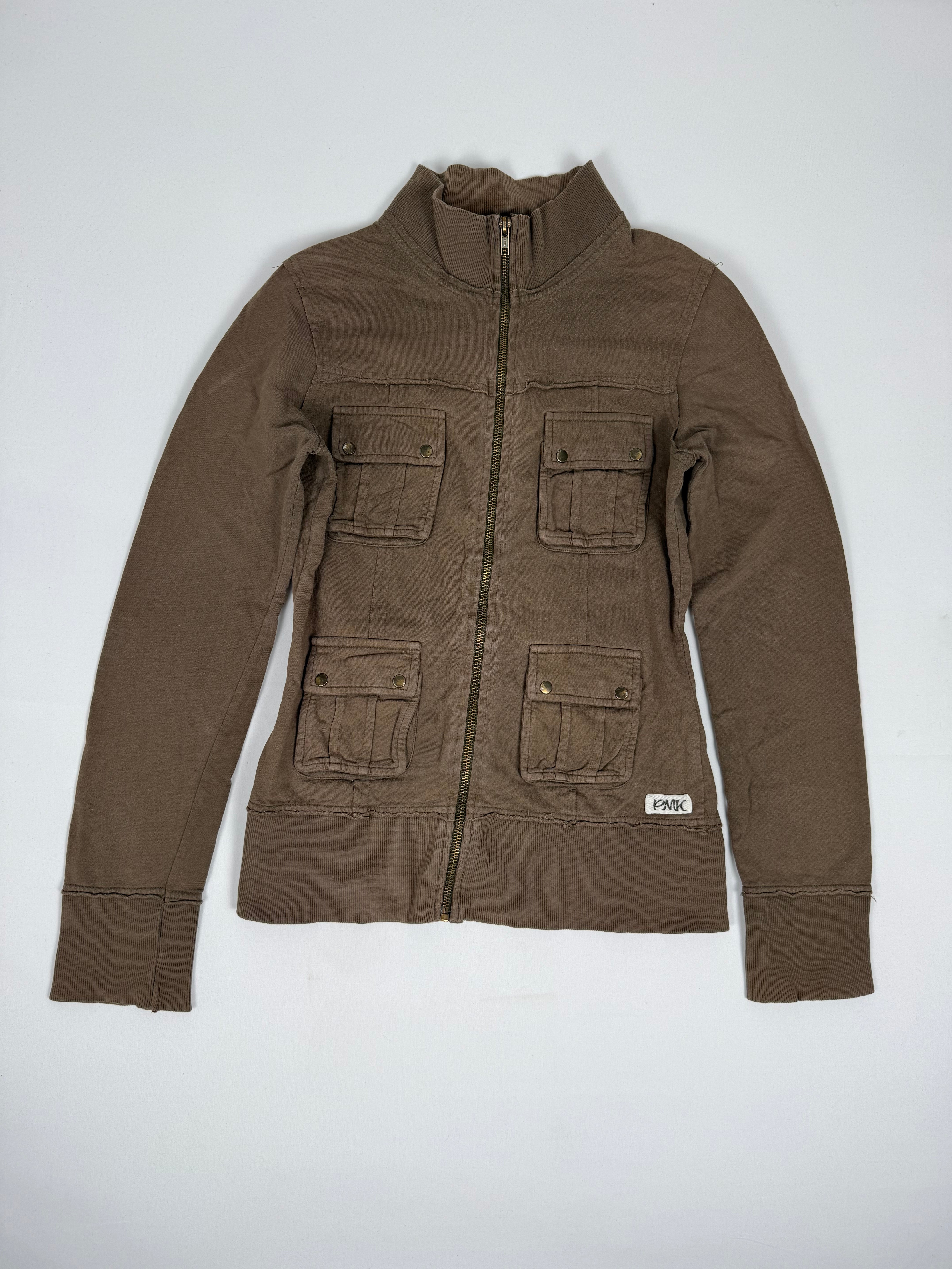 Khaki zip up cotton sweatshirt (S)