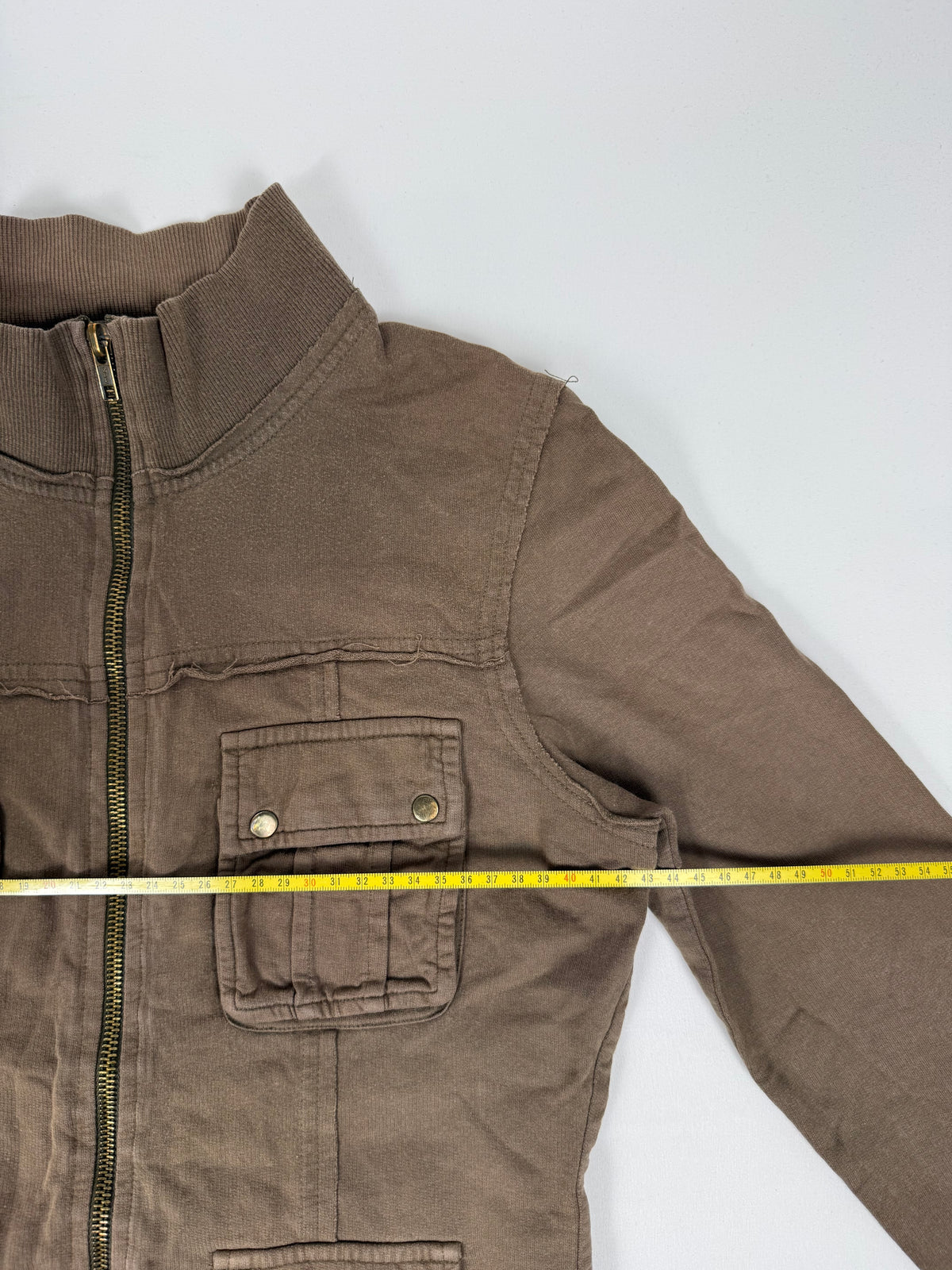Khaki zip up cotton sweatshirt (S)