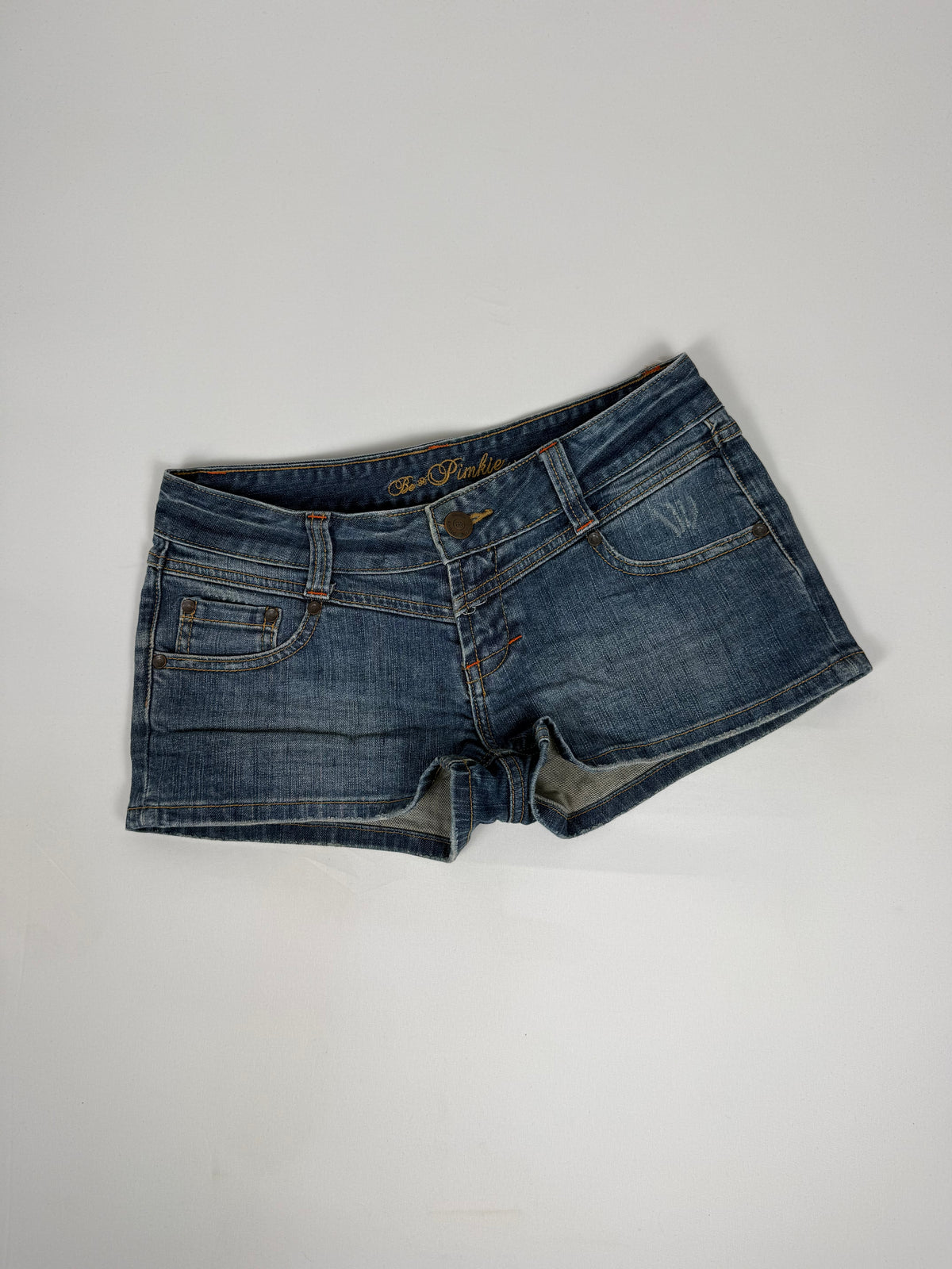 Blue denim low rise mini short (M)