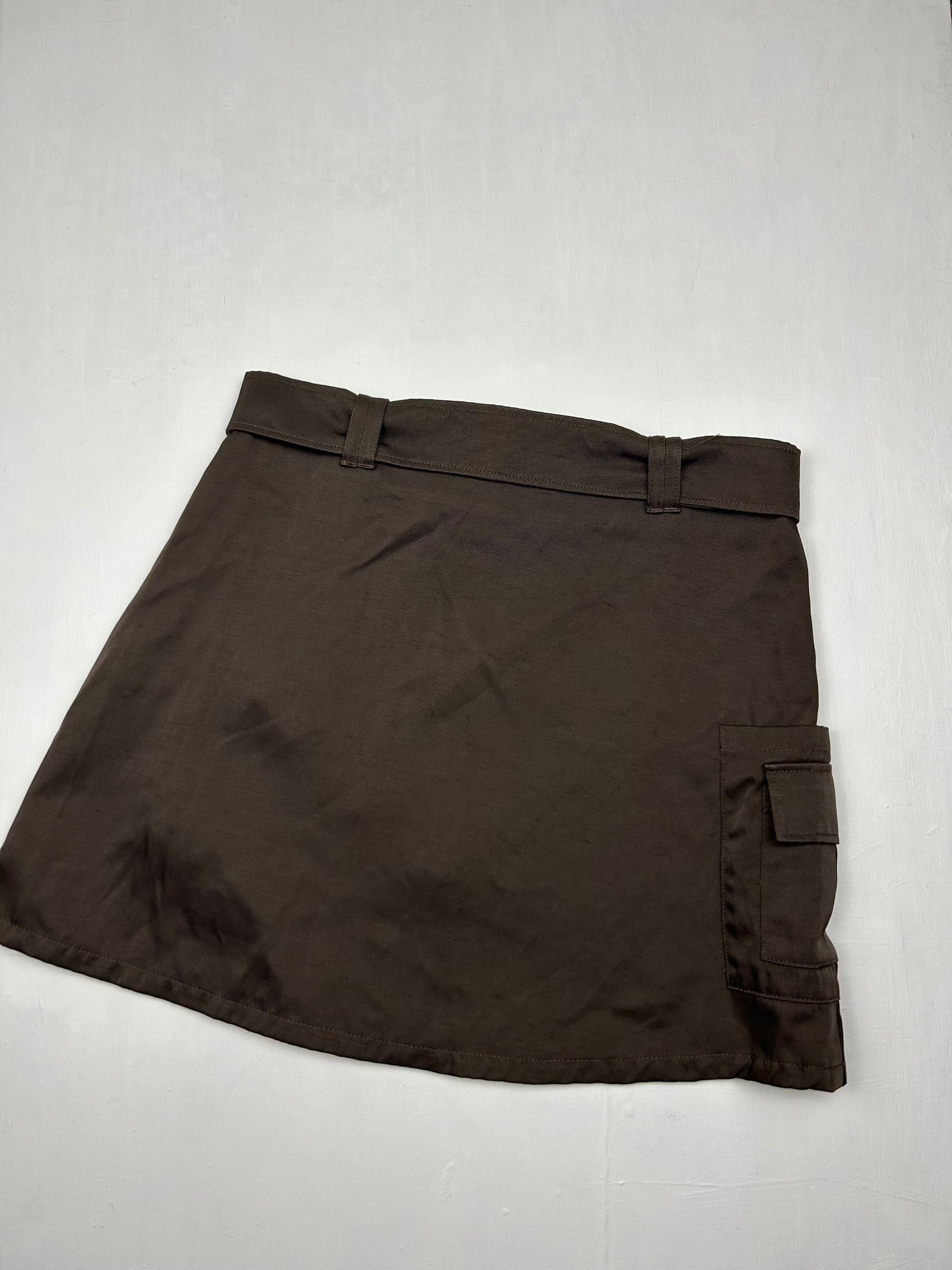 Brown low rise belts cargo mini skirt (S/M)