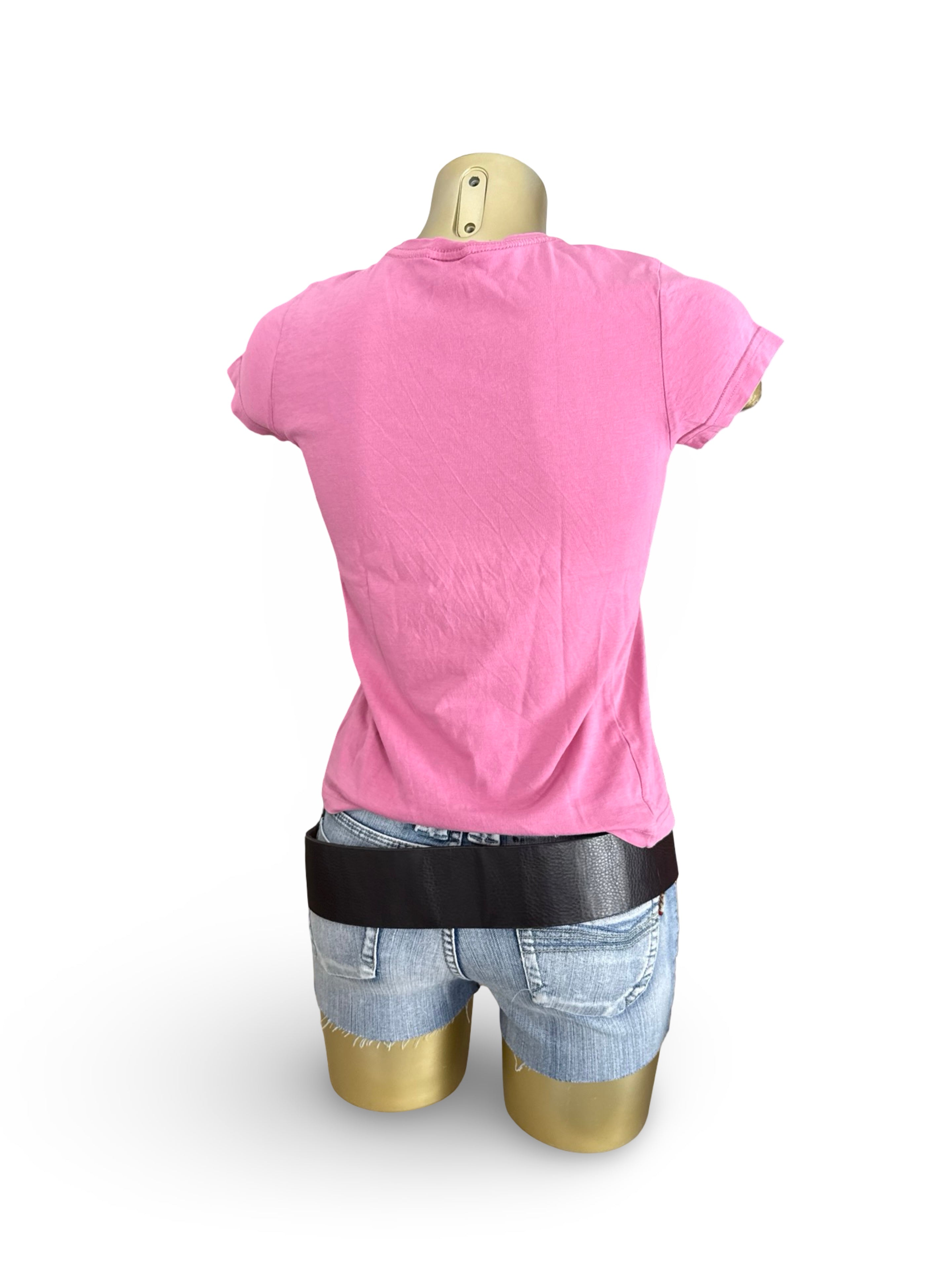 Pink spell out logo tee (XS)