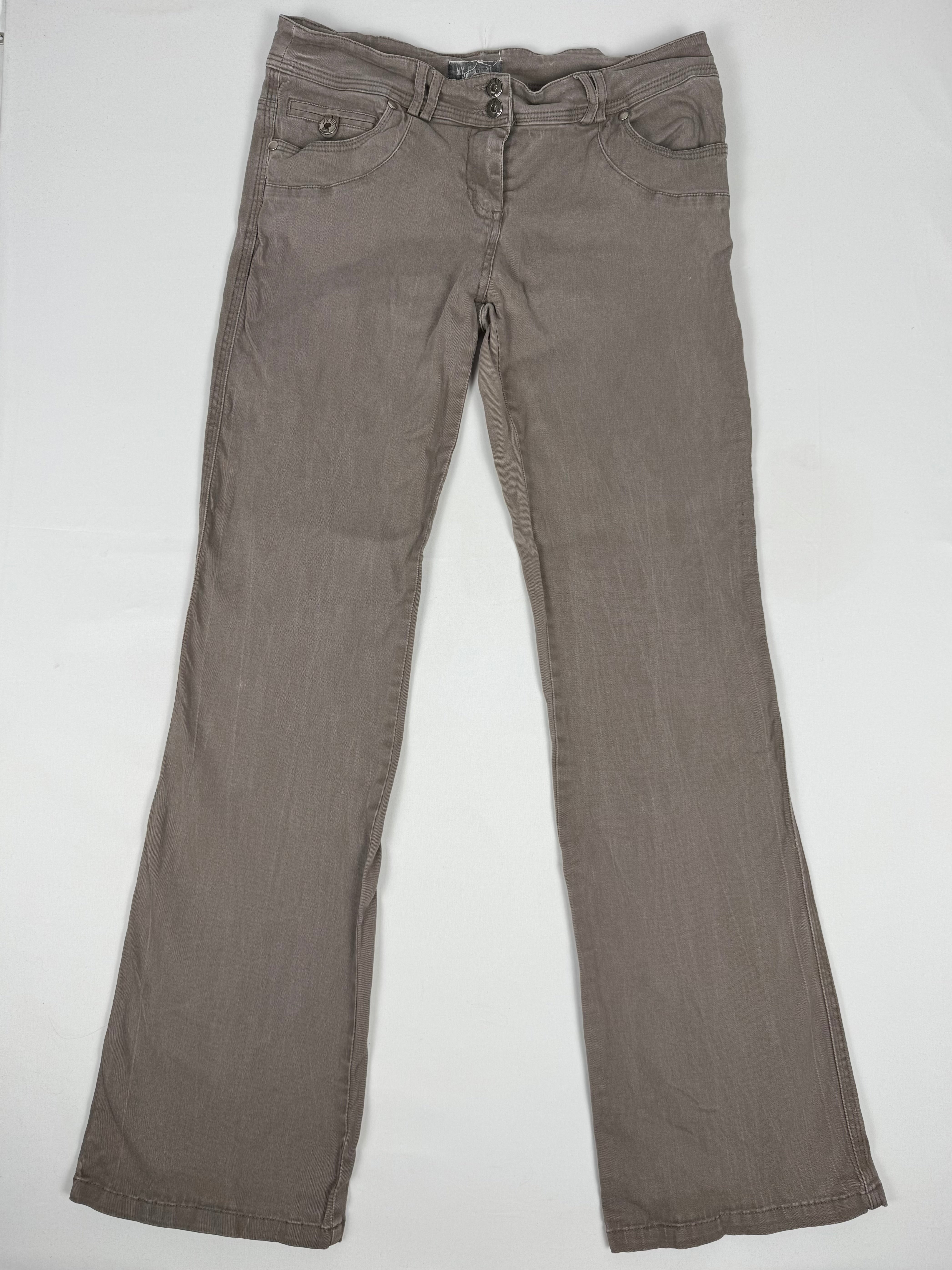 Brown denim low rise flare pants (L)