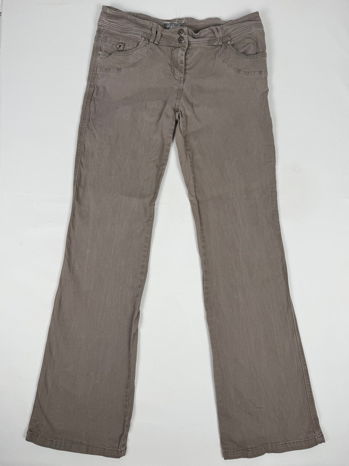 Brown denim low rise flare pants (L)