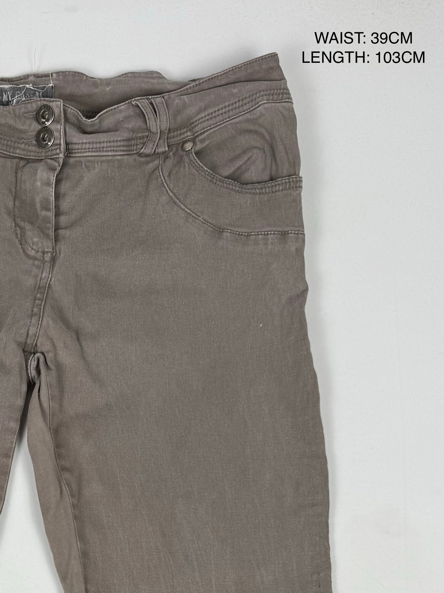 Brown denim low rise flare pants (L)