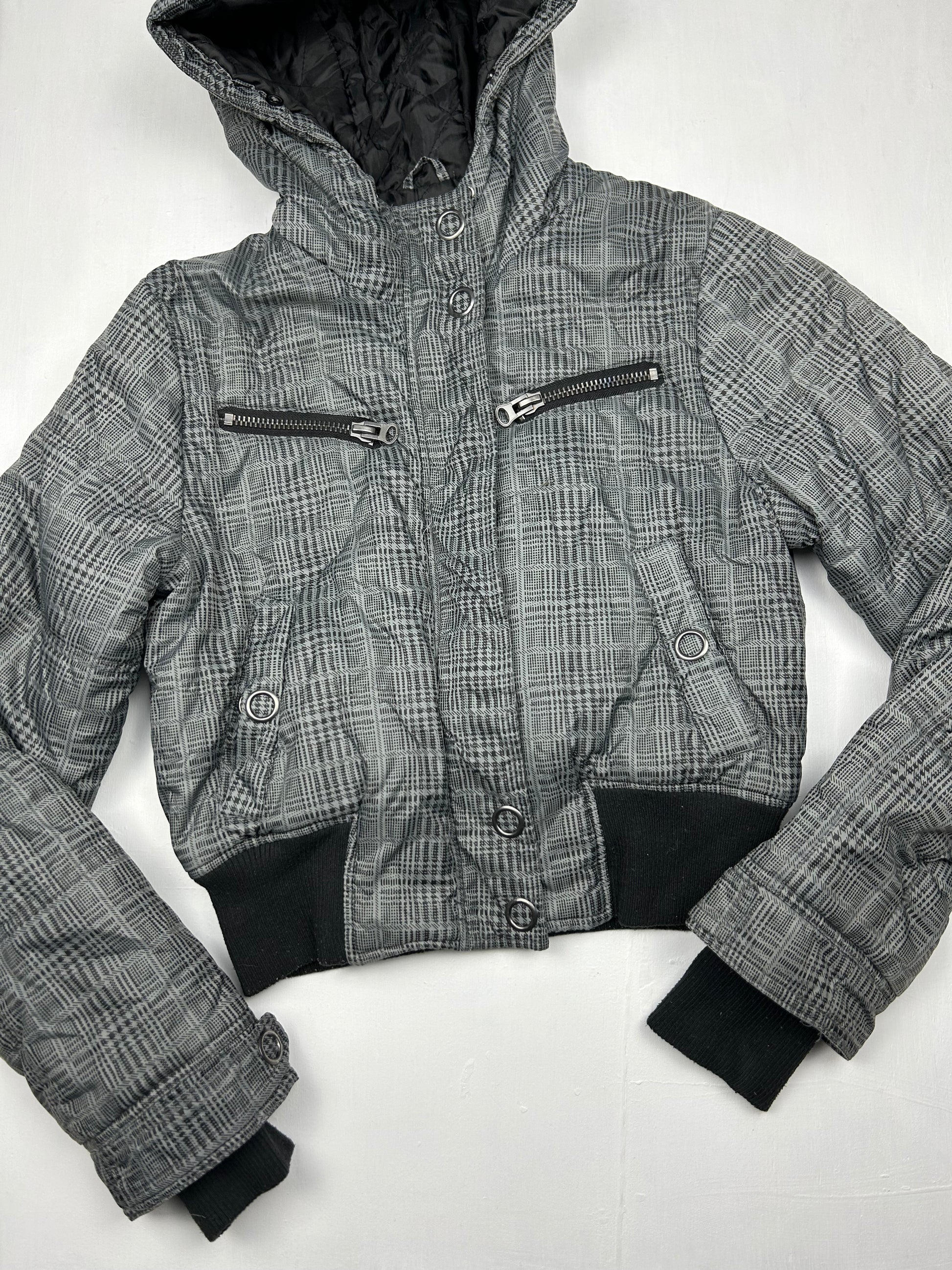 Grey crop puffer jacket (S)