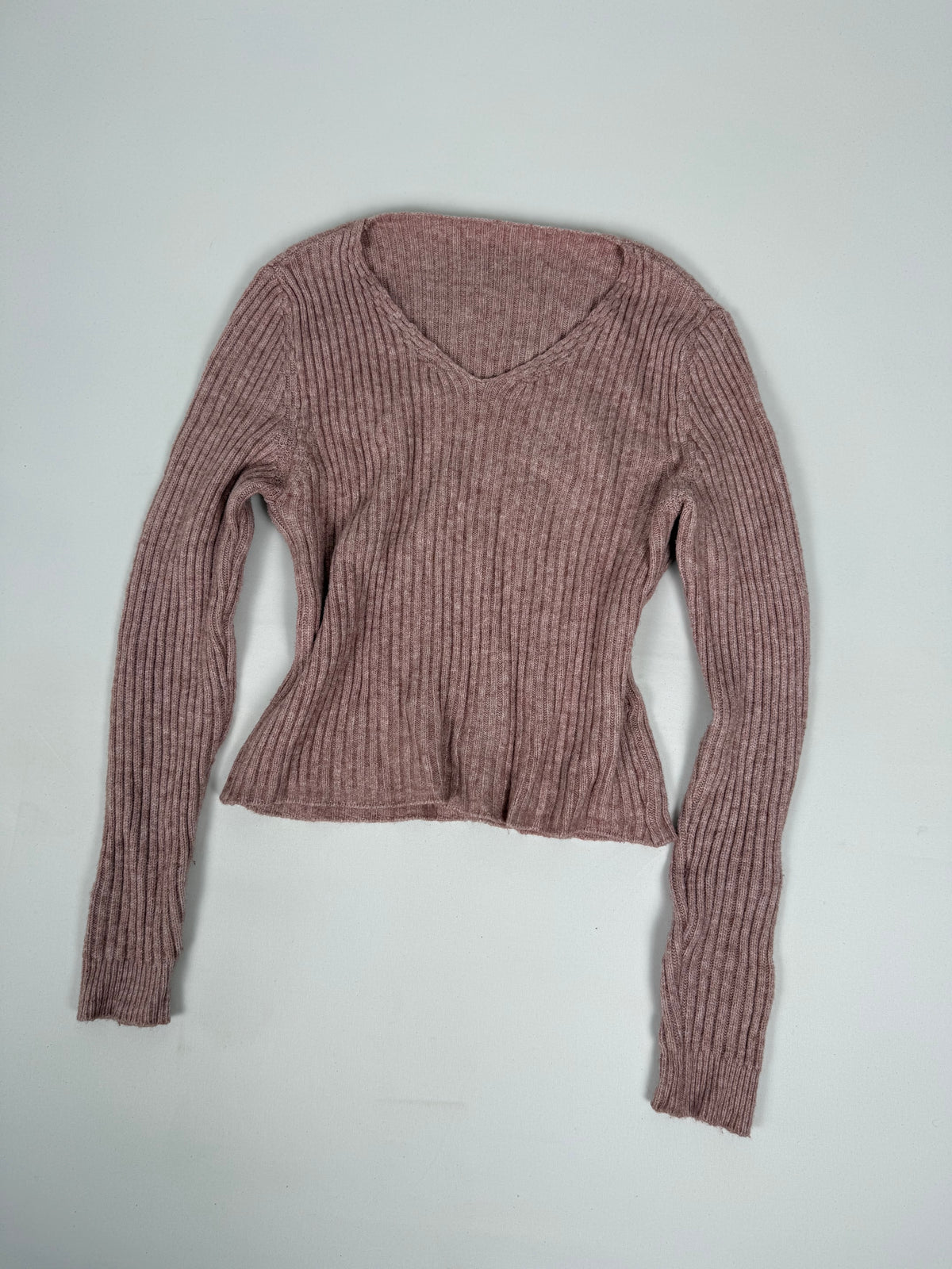 Mini-robe en maille grise à manches courtes avec nouage (S)