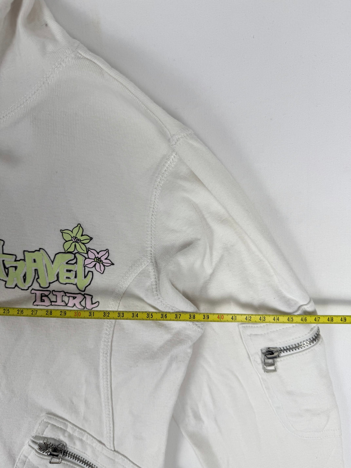 White zip up cotton hoodie (S)