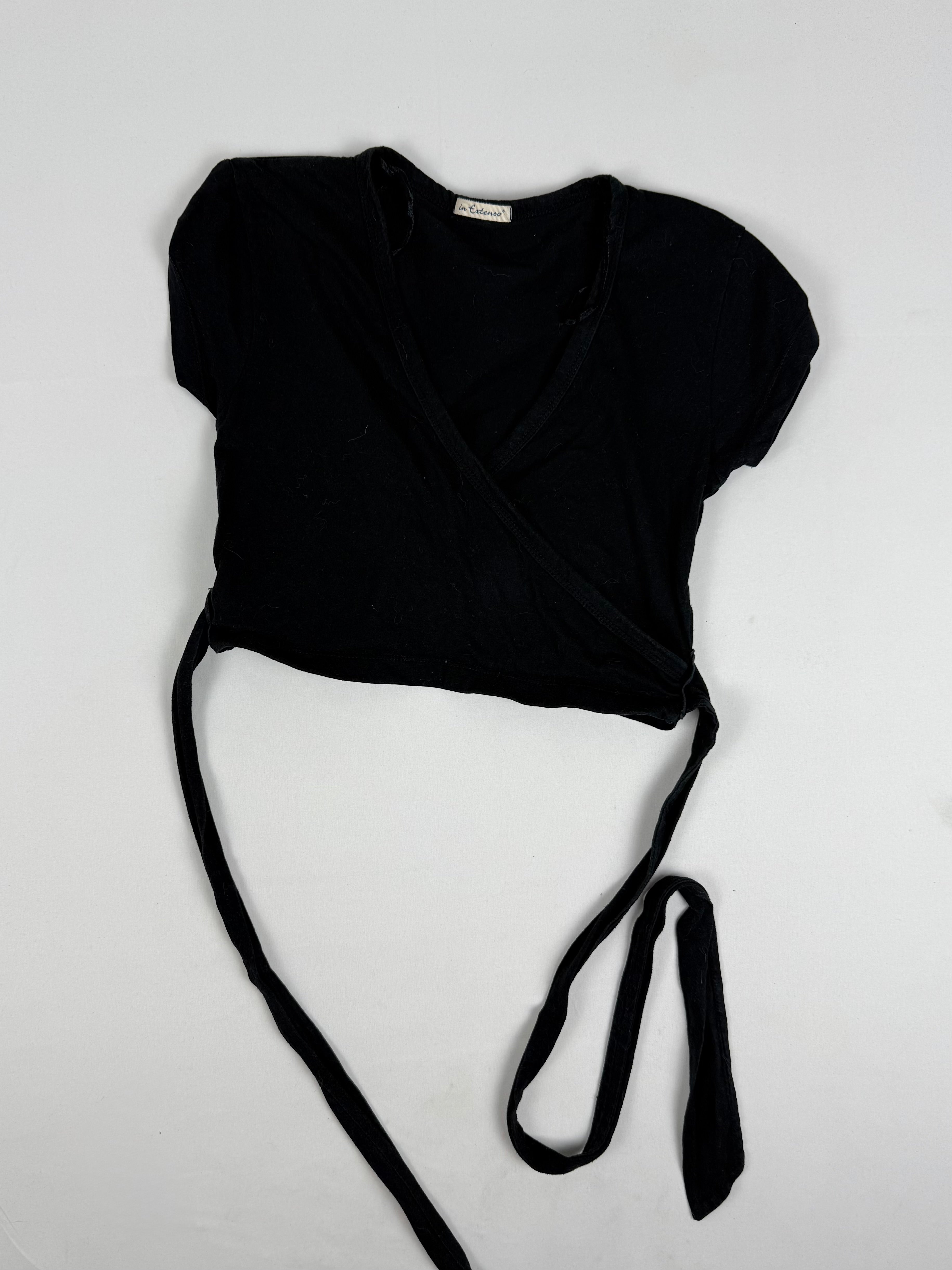 Black 100% cotton tie up tee (XS/S)